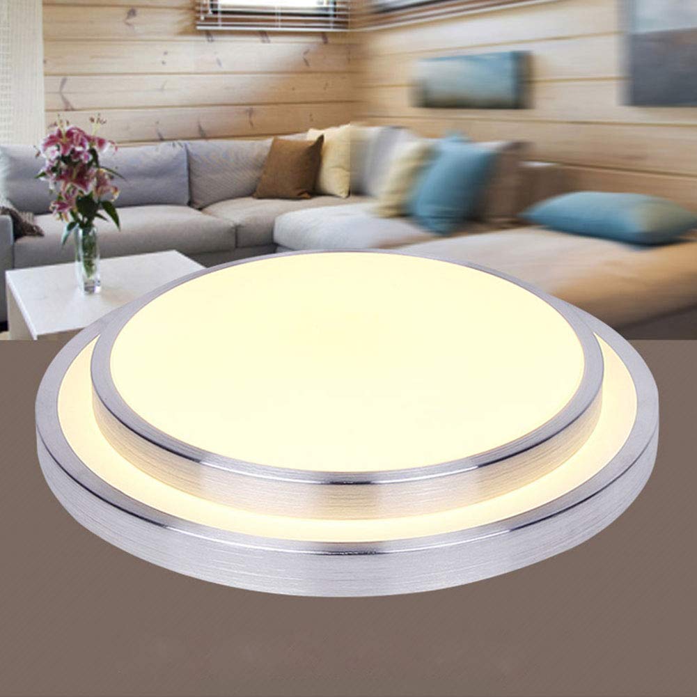 20 Inch Double Round Flush Mount Ceiling Light - 48W Dimmable LED Fixture with Remote Control - 3000K-6000K Adjustable Color Temperature - White & Brushed Nickel Finish - Perfect for Bedroom, Kitchen, Dining Room, Hallway and Office Lighting