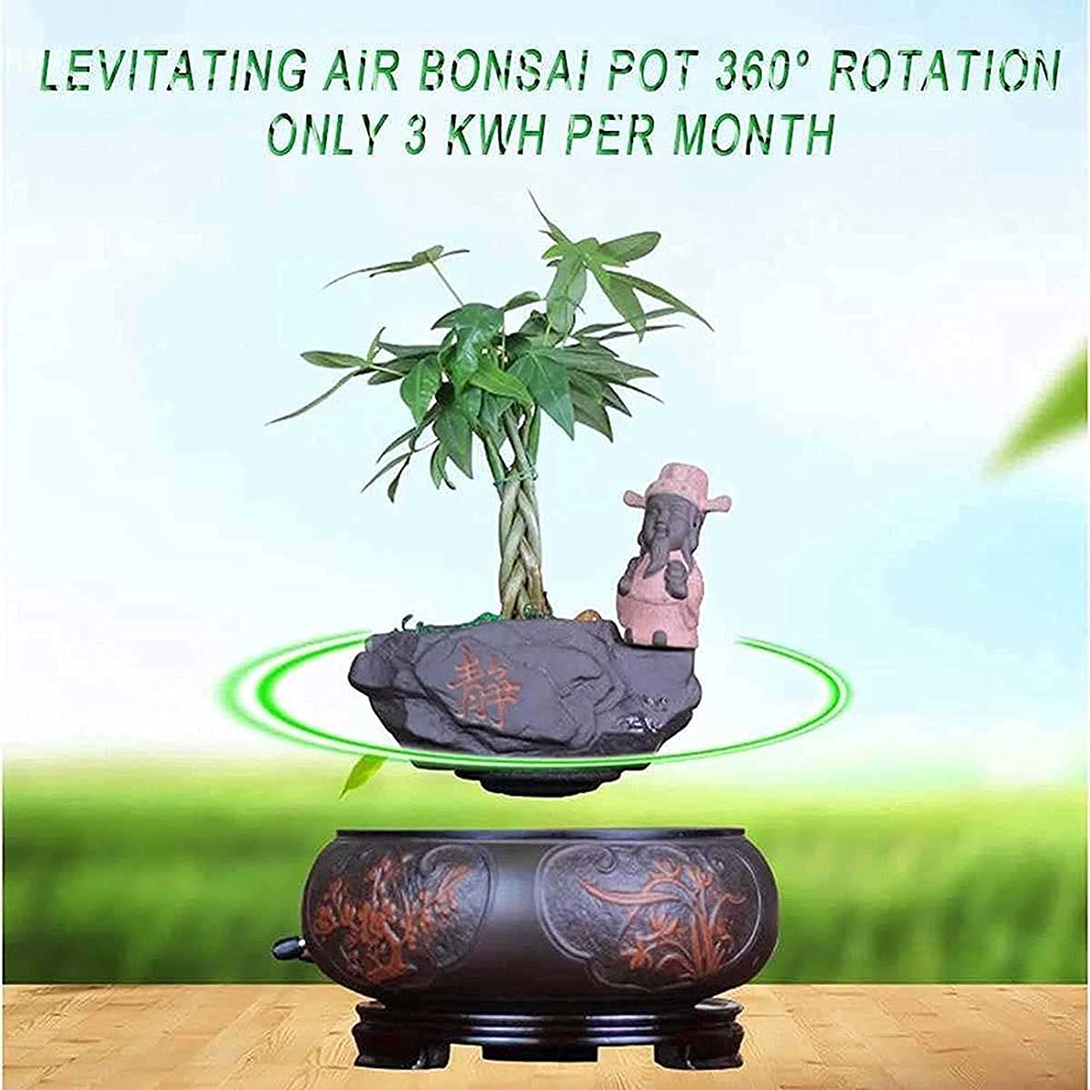 Levitating Air Bonsai Pot - 360° Rotating Magnetic Floating Planter, Classic Ceramic Desktop Decor for Home, Office, Living Room | Perfect Gift for Plant Lovers & Unique Home Decor (Ideal for Zen Gardens, Modern Spaces & Desk Decorations)