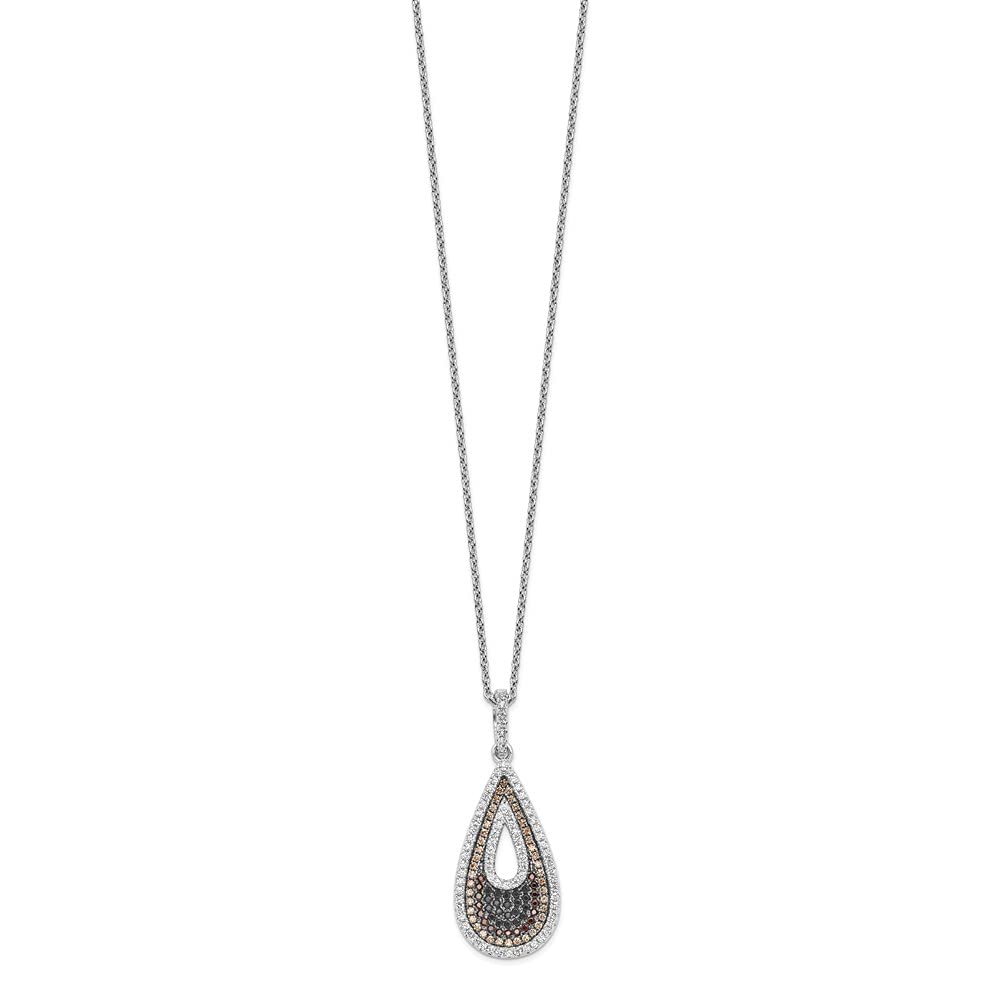 925 Sterling Silver Cubic Zirconia Teardrop Necklace for Women - Elegant Fine Jewelry Gift for Her, 18