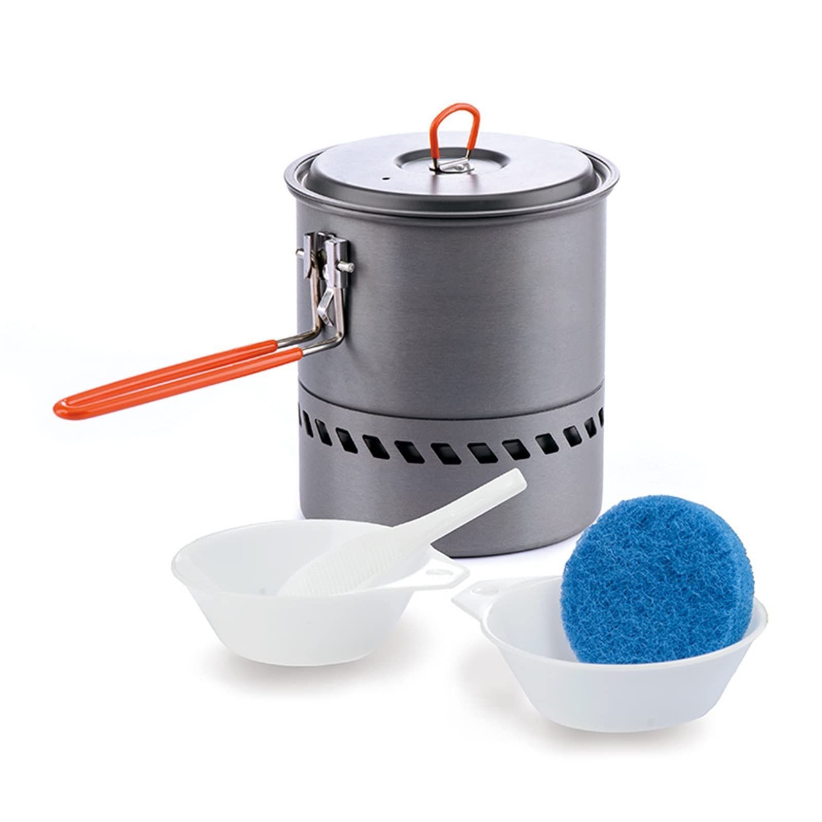 Portable Camping Stove Set with 1.5L Pot - Lightweight Backpacking Cookware Kit with Heat Exchanger for Solo Hikers | Perfect for Outdoor Adventures, Picnics & Emergency Preparedness