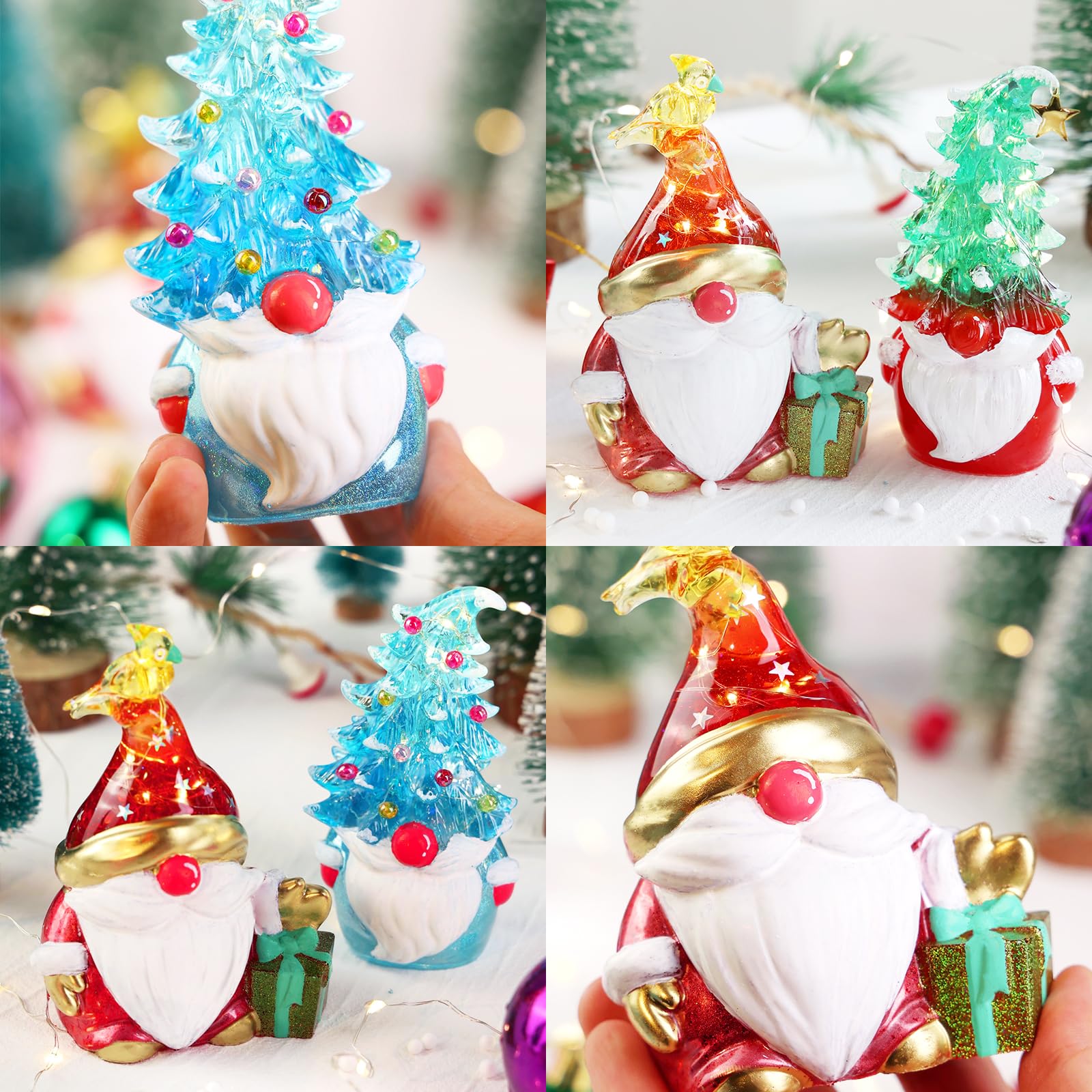 Christmas Gnomes Resin Molds - 2 Pack Santa Gnome Silicone Molds with Slouchy Hat & Tree for DIY Epoxy Resin Crafts | Holiday Ornaments, Thanksgiving Gifts | Perfect for Christmas Decor, Handmade Jewelry & Festive DIY Projects