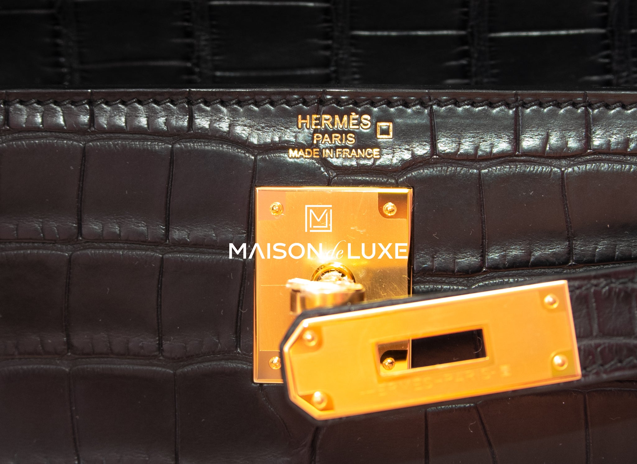 Authentic Hermes Kelly Retourne 28 Black Matte Crocodile Handbag - Luxury Designer Shoulder Bag for Women, Perfect for Evening Events & Special Occasions