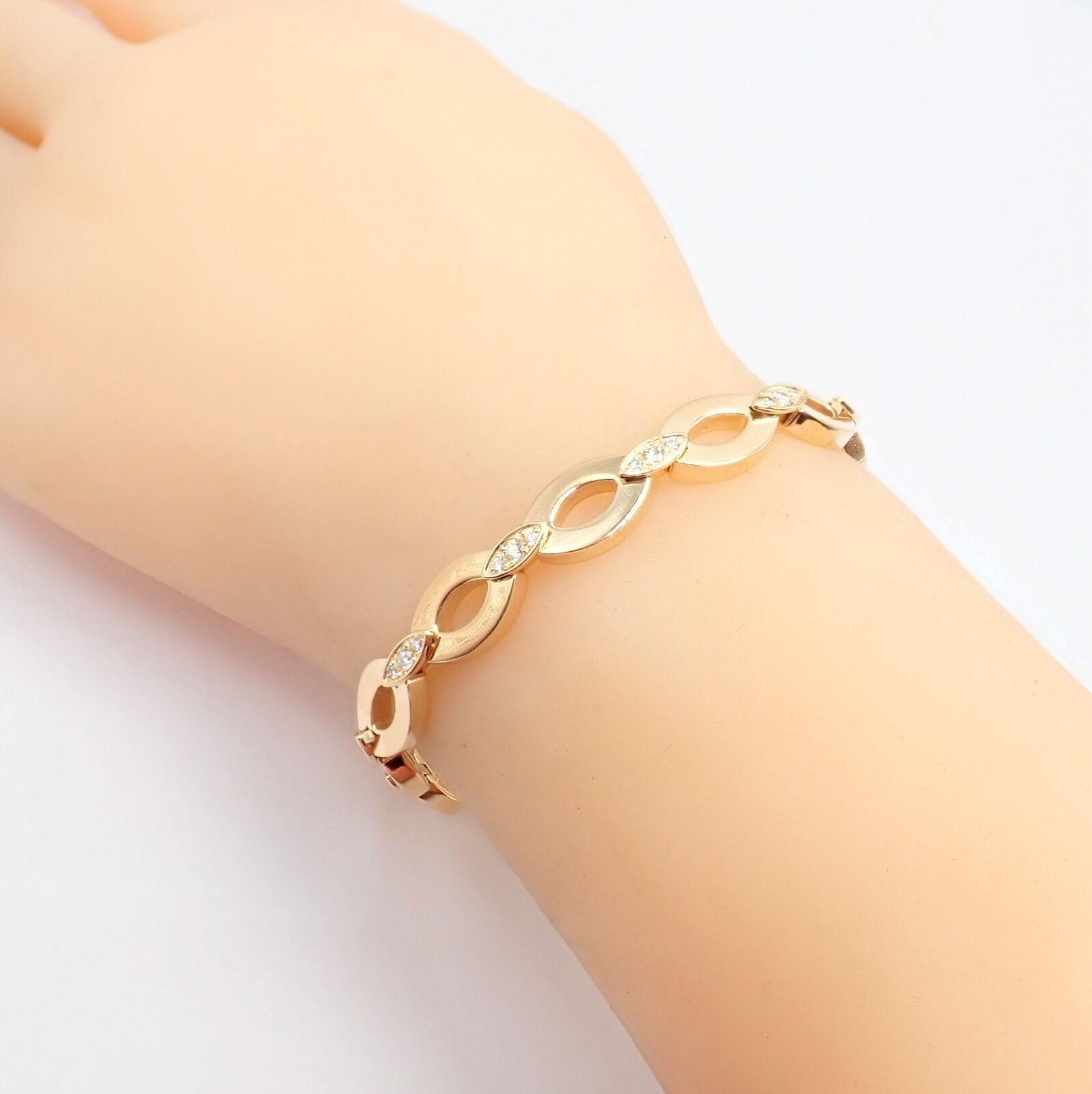 Authentic Cartier 18K Yellow Gold Diamond Diadea Link Bracelet & Earrings Set for Women - Luxury Jewelry Gift for Anniversary, Wedding & Special Occasions