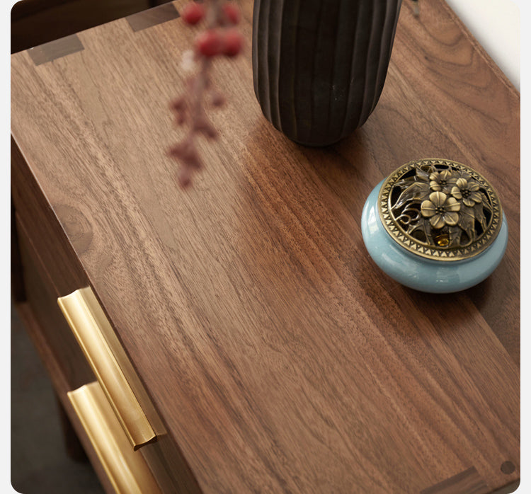 Solid Black Walnut Wood Nightstand - Bedside Table with Drawer for Bedroom Furniture, Modern Home Decor & Storage Solution
