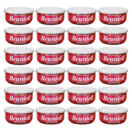 Beurdell French Salted Real Canned Butter - 100% Natural Pasteurized Butter from France | 24-Pack for Cooking, Baking, Emergency Survival Kit & Hurricane Preparedness - Perfect for Camping, RV Trips & Long-Term Food Storage
