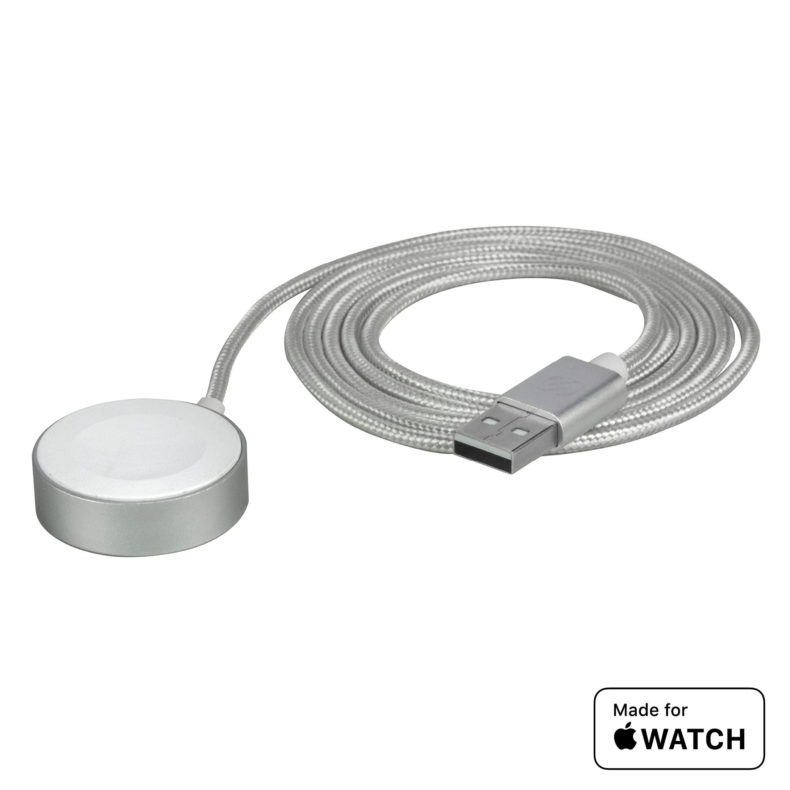 Scosche AWAB4WT-SP Magnetic Charging Cable for Apple Watch Series 9/8/7/6/SE - Fast Wireless Charger with Secure Magnetic Connection - Perfect for Home, Office & Travel Use