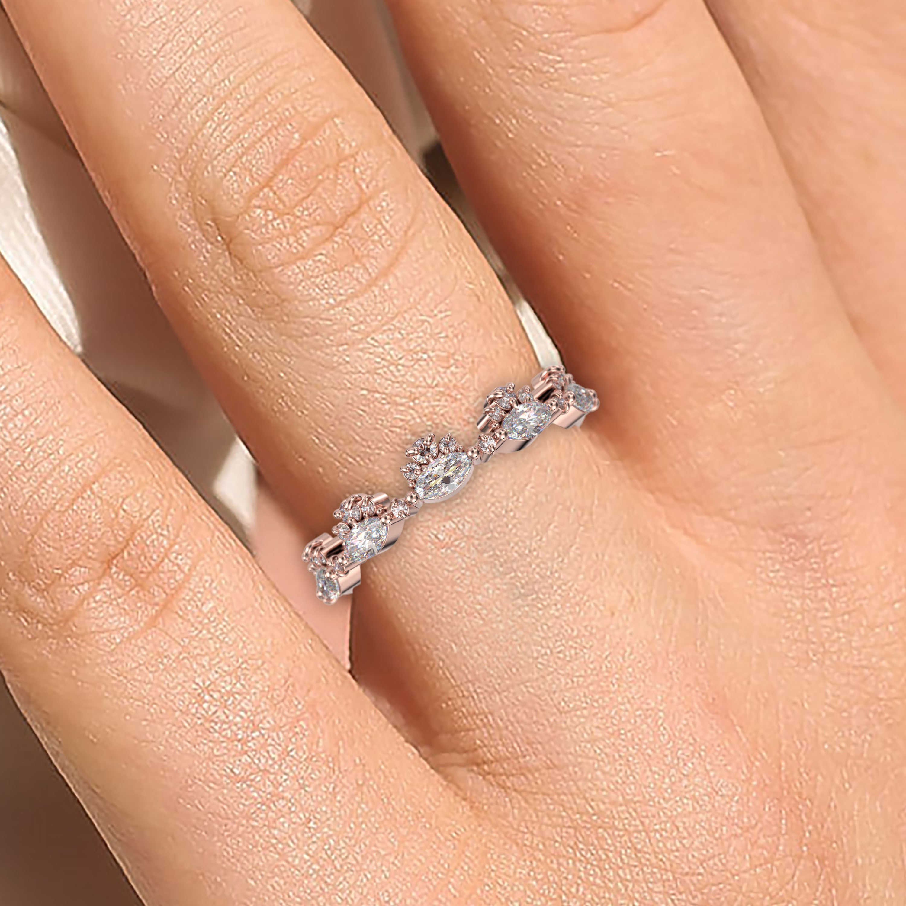 1.1 Ct Moissanite Diamond Wedding Ring for Women - 10K/14K/18K Solid Gold Anniversary Band - Elegant Chantilly Design for Bridal, Engagement & Special Occasions