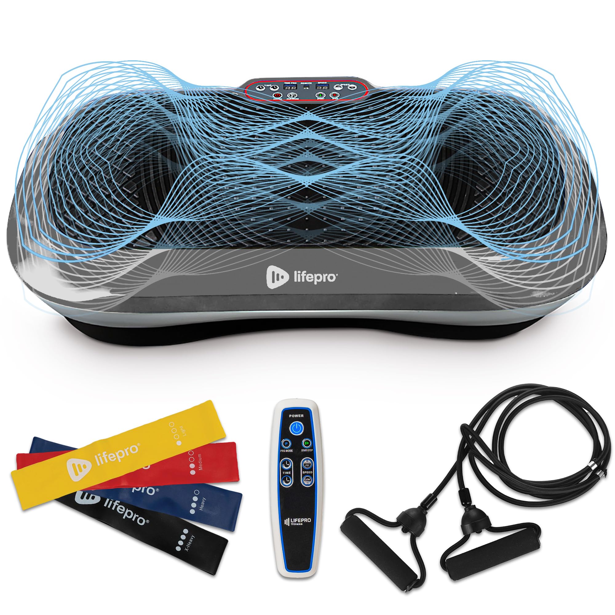 Lifepro Waver Vibration Plate Exercise Machine - High-Intensity Full-Body Workout Platform with Resistance Bands for Muscle Activation, Strength Toning & Fat Loss - Home Gym Fitness Equipment for Weight Loss & Recovery