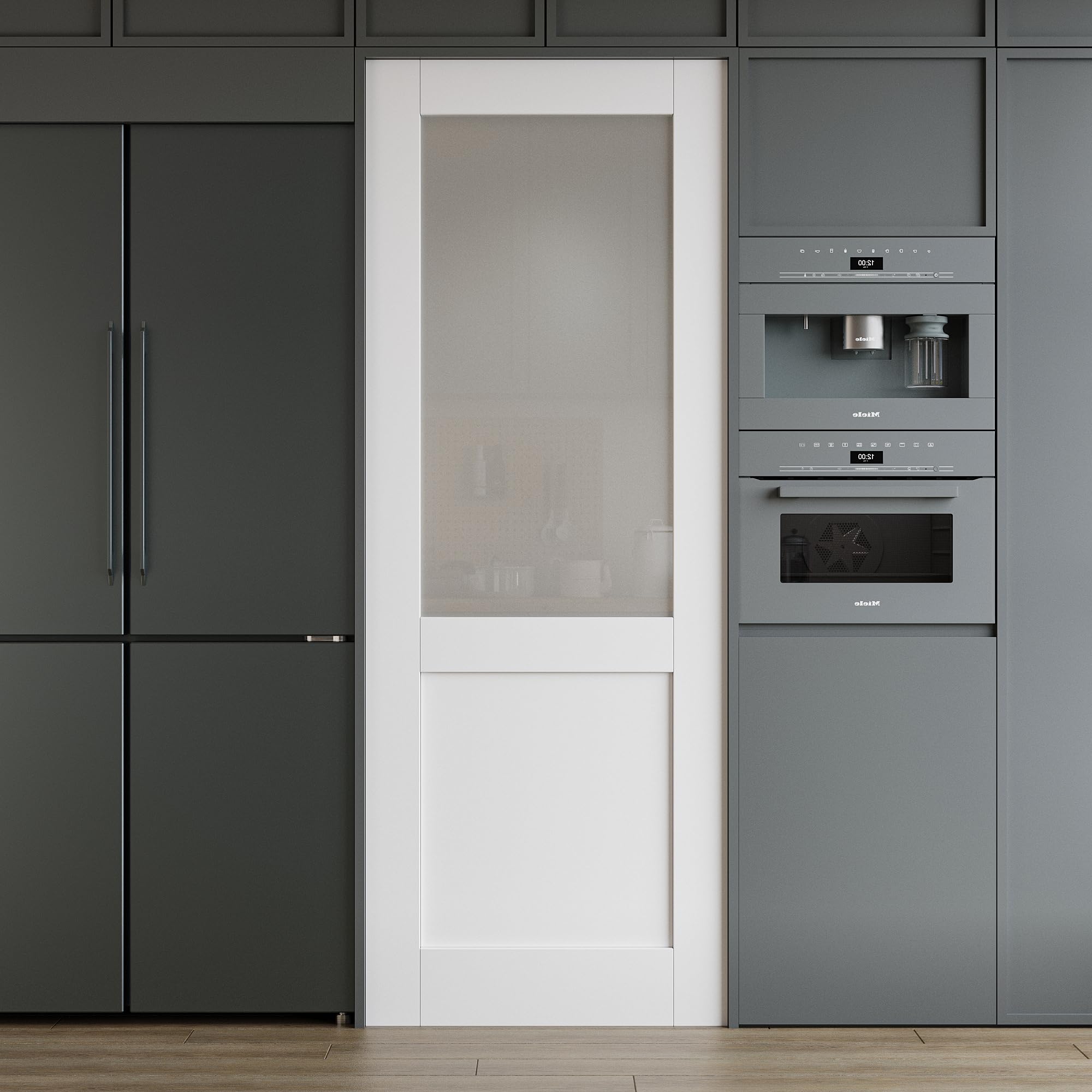WINSTELLAR 32x80 Frosted Tempered Glass Interior Door Slab - Paintable Shaker Style for Living Room, Pantry & Laundry - Prehung, Pocket, French & Barn Door Ready - White Prefinished - Perfect for Modern Homes & Office Spaces