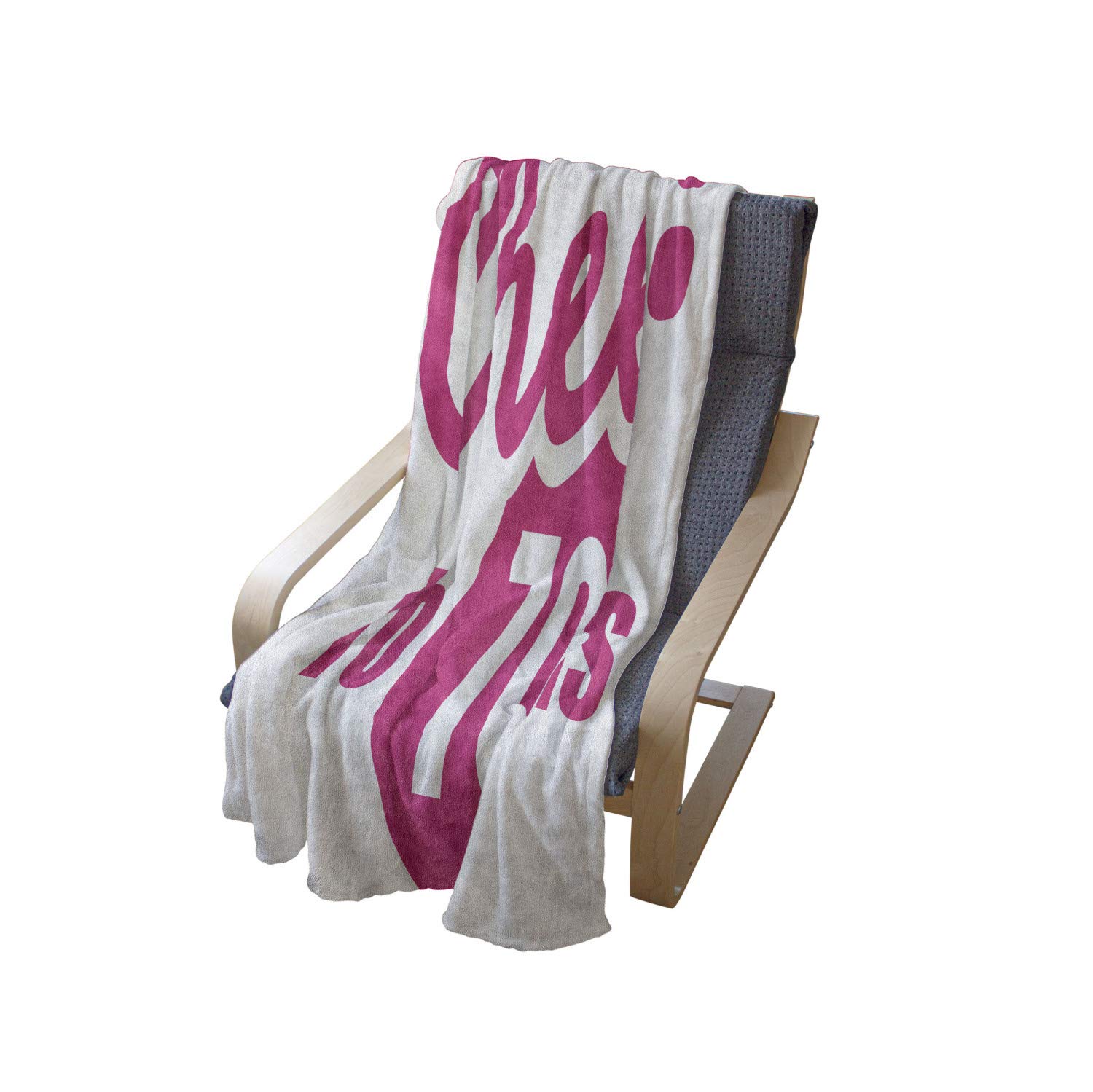 Ambesonne 70th Birthday Throw Blanket - Cheers to 70 Years Flannel Fleece Blanket with Handwritten Calligraphy Design, 60