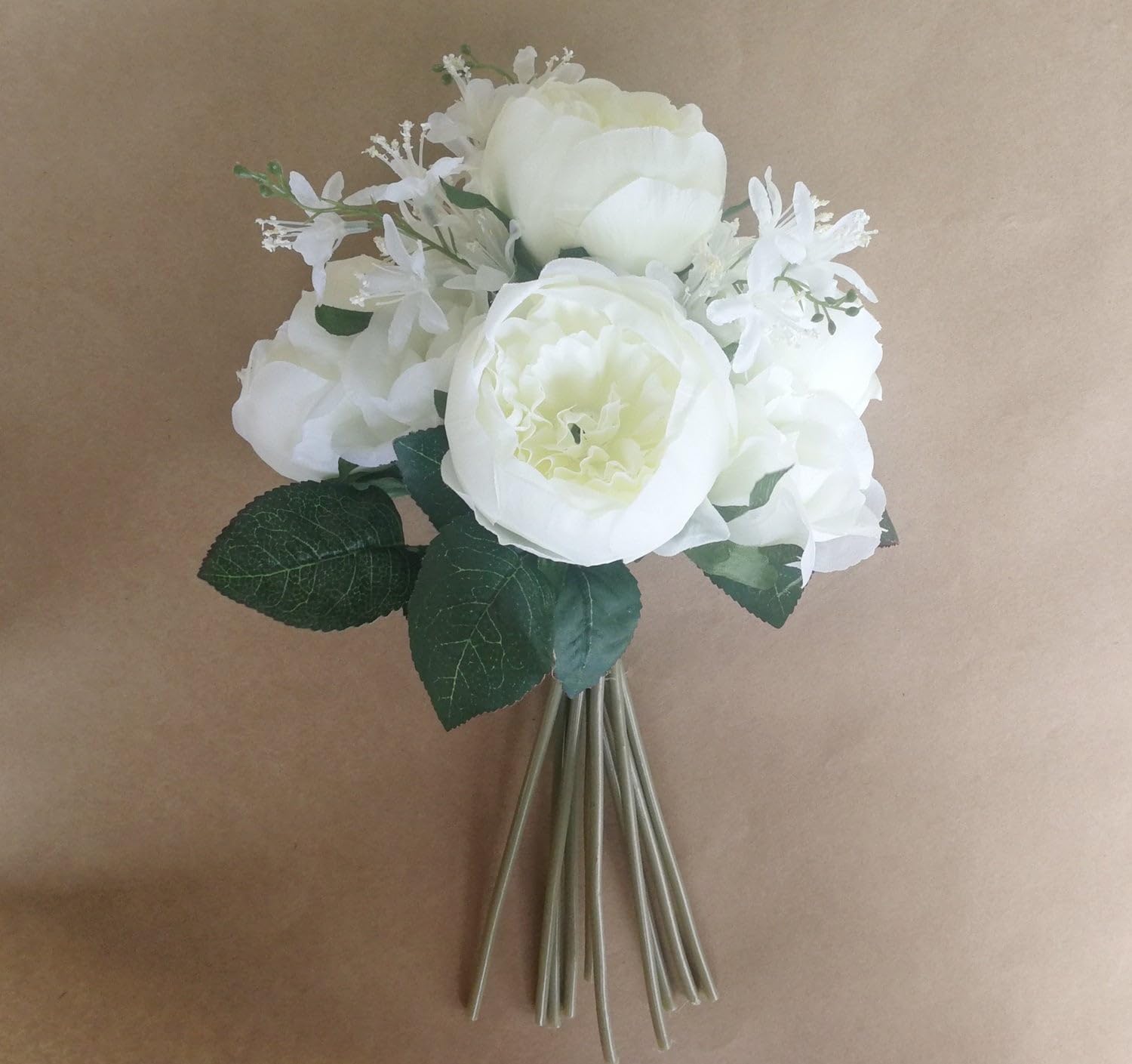 English Rose Silk Flower Bouquet Cream - Realistic Artificial Floral Arrangement for Home Decor, Wedding Centerpieces & Romantic Gift Ideas