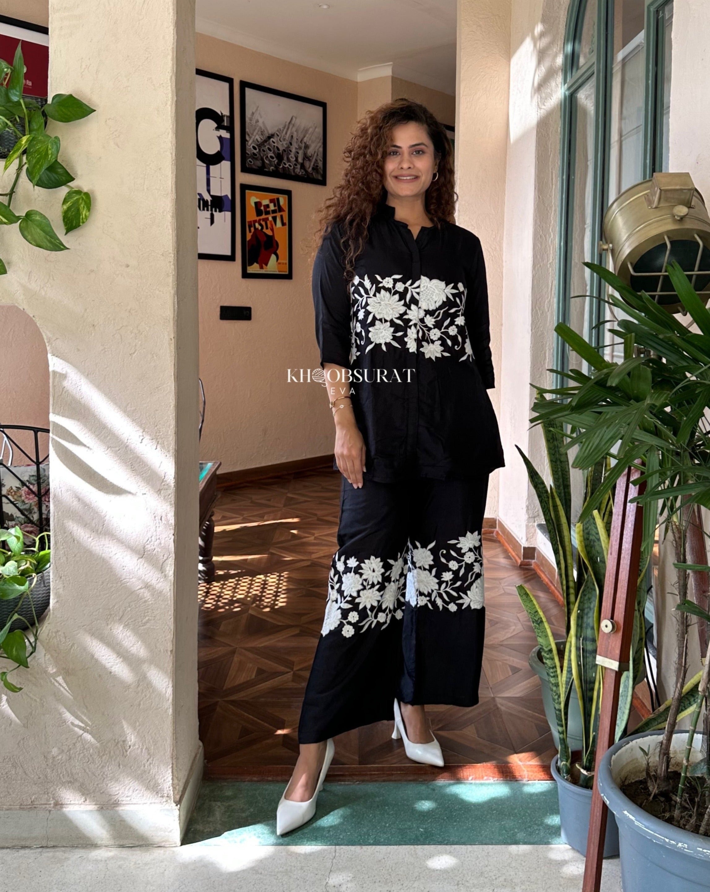 Evaki Black Festive Co-ord Set for Women - Stylish Matching Outfit for Parties, Holidays & Special Occasions
