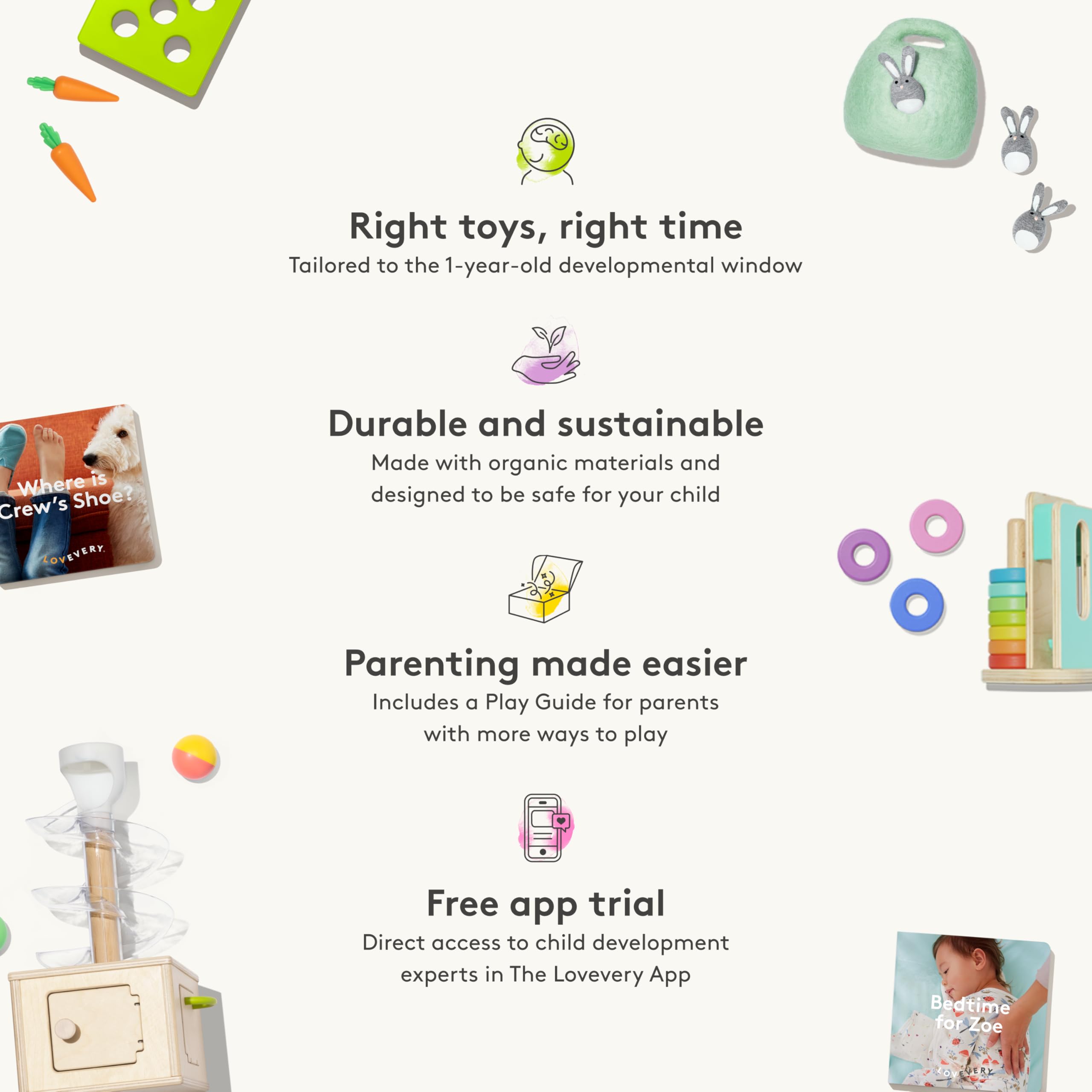 **LOVEVERY The Babbler Play Kit – Montessori Toddler Toy with Bonus Book 'Where is Crew's Shoe' | Best 1st Birthday Gift for Boys & Girls | Educational Learning & Sensory Play for 12-18 Month Olds**