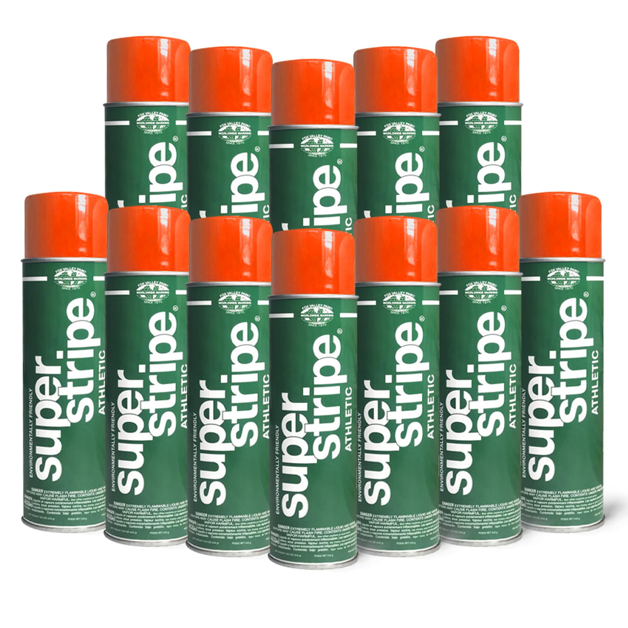 Fox Valley Athletic Field Marking Paint - Easy to Use Grass & Turf Paint for Tennis, Basketball Courts - 18 oz Cartridge (Pack of 12) in Hot Orange - Perfect for Outdoor Sports Field Maintenance & Line Marking