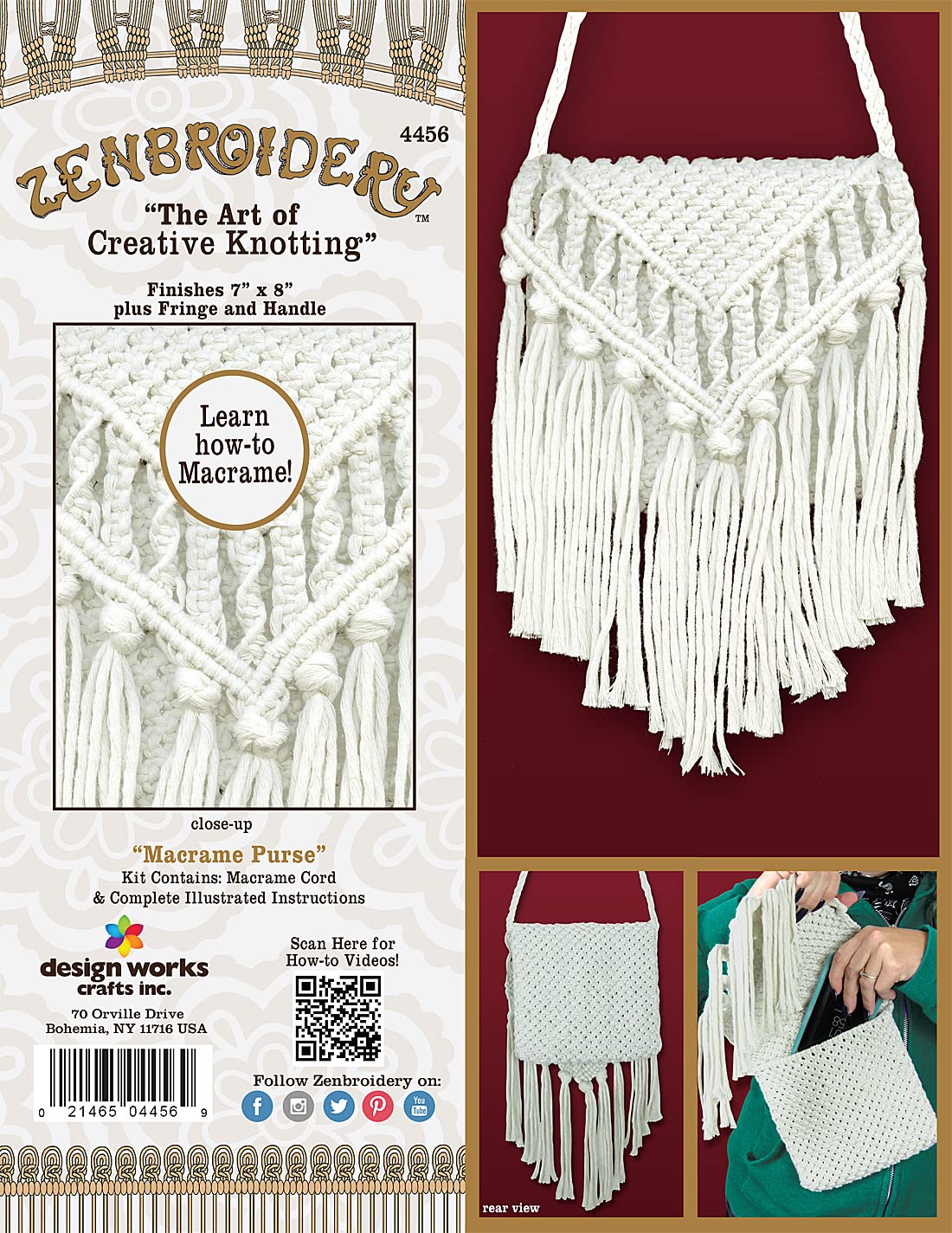 Macrame Purse Making Kit - DIY Handmade Craft Kit for Beginners, White | Perfect for Home Decor, Gift Making & Boho Style Accessories