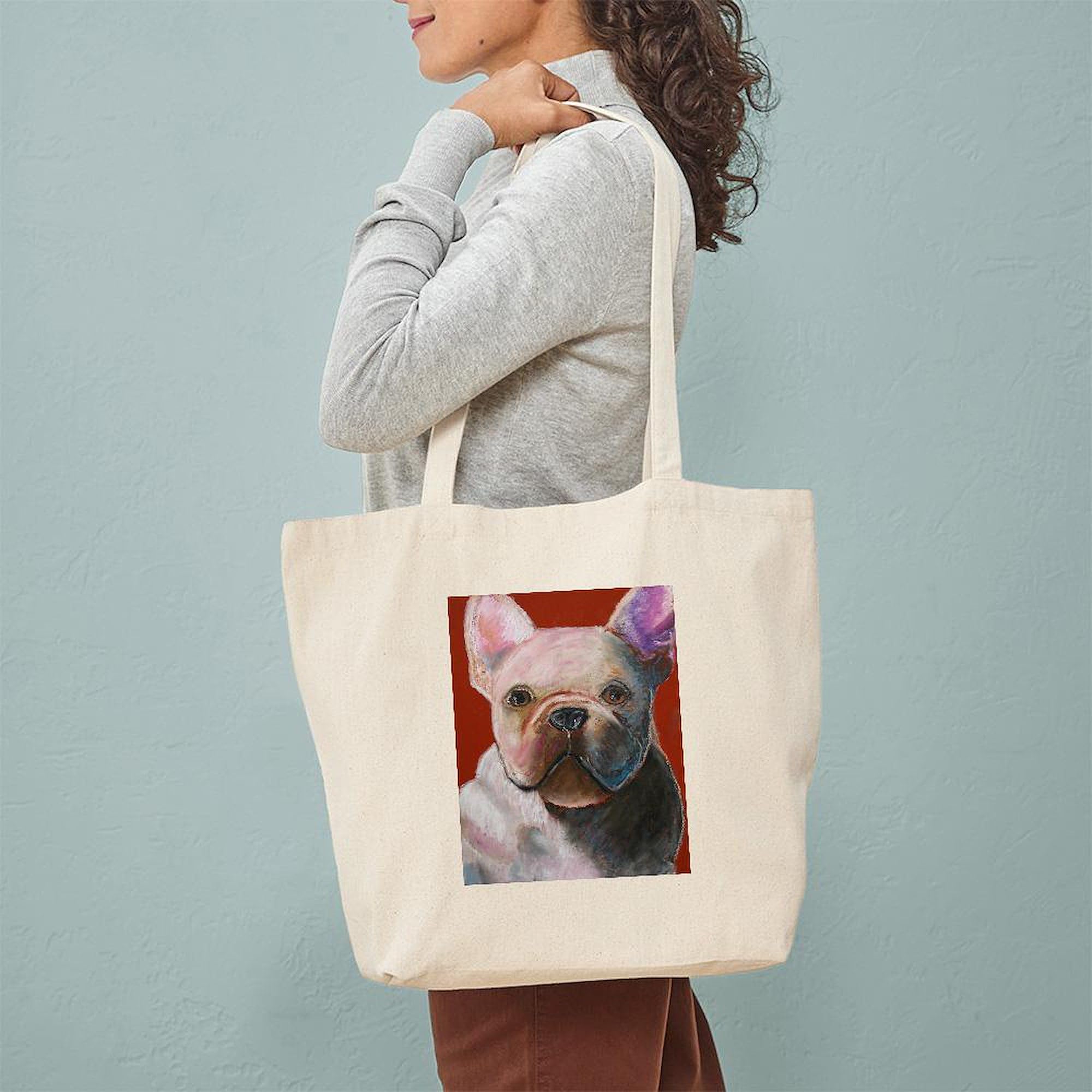 French Bulldog Tote Bag - Natural Canvas Reusable Shopping Bag for Groceries, Beach & Work | Cute Dog Lover Gift Idea