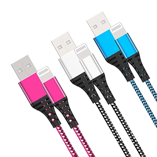 Amaitree 3-Pack Lightning Cable (3ft/6ft/6ft) - Nylon Braided 3A Fast Charging Cable for iPhone 14/13/12/11/Pro/Pro Max/XS/XR/8/7/6/5 - Durable Apple Charger for Home, Office & Travel