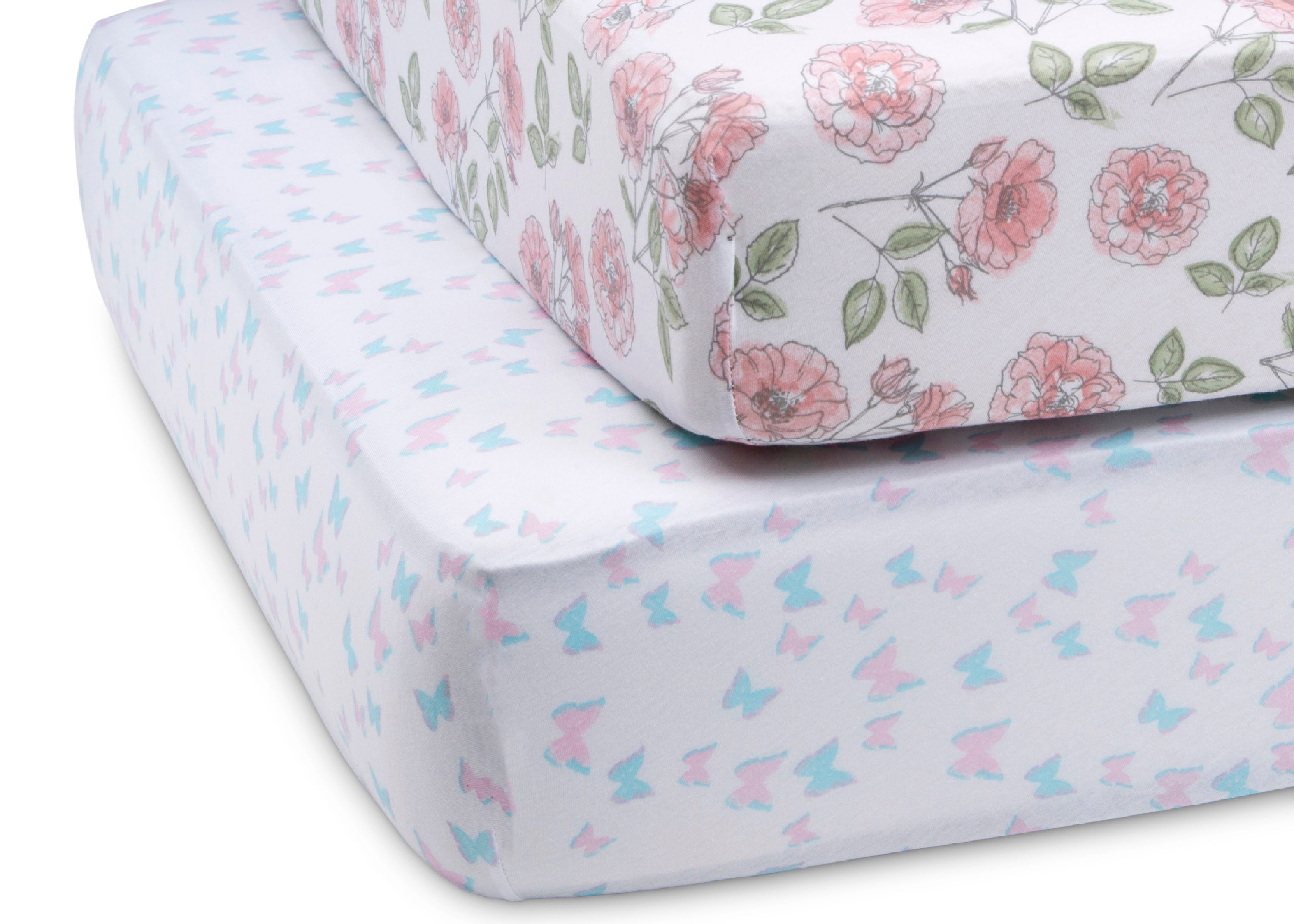 Soft & Breathable 2-Pack Garden Party Fitted Crib Sheets | Organic Cotton Baby Bedding | Perfect for Nursery, Daycare & Travel Use