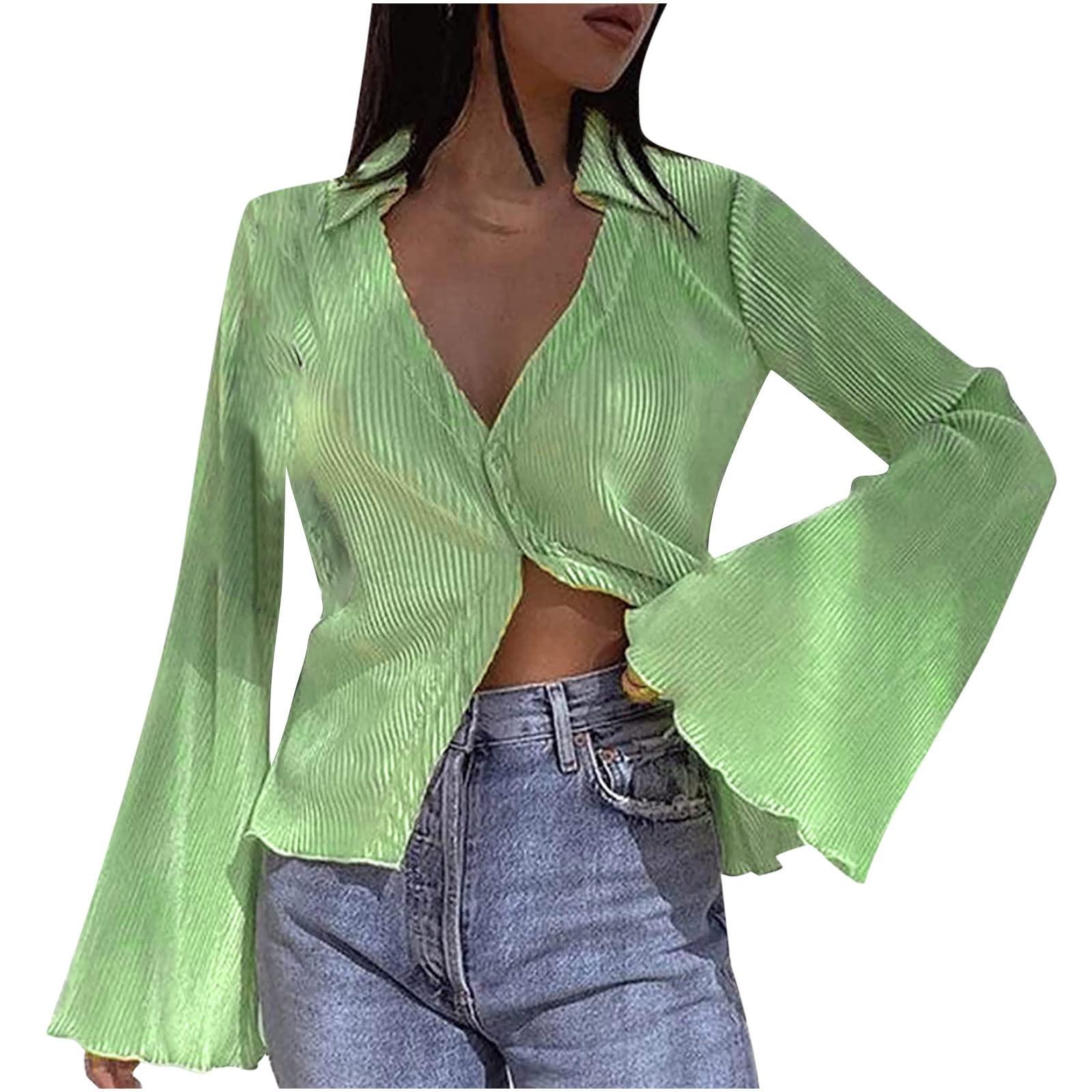 Trendy Women's V-Neck Long Sleeve T-Shirt - Summer Casual Blouse for Women | Perfect for Work, Date Night & Everyday Wear