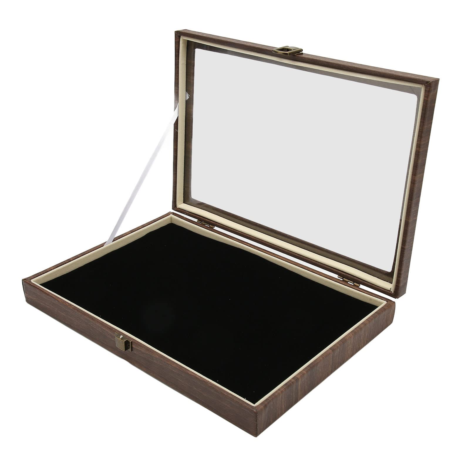 Premium PU Leather Shadow Box Display Case for Jewelry, Badges, Medals & Coins - Elegant Black Collector's Storage Box with Glass Front - Perfect for Showcasing Pins, Military Insignia, Awards & Memorabilia (Home Decor, Office Display, Gift Presentation)