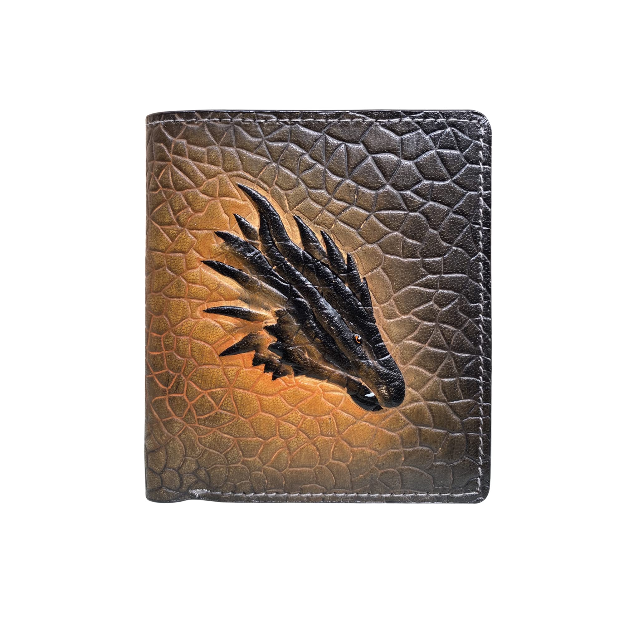 Genuine Leather RFID Blocking Anti-Theft 3D Dragon Print Men's Wallet - Credit Card Holder & Gift NoteCase (Black) - Perfect for Travel, Business & Everyday Use