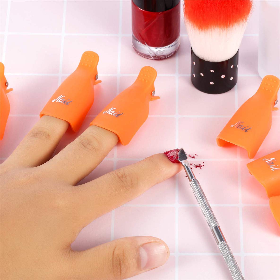 IME Nail Polish Remover Clips Set - 10pcs Orange Gel Soak Off Caps for UV Manicure, Acrylic Nails & Nail Art | Perfect for Salon & Home Nail Care