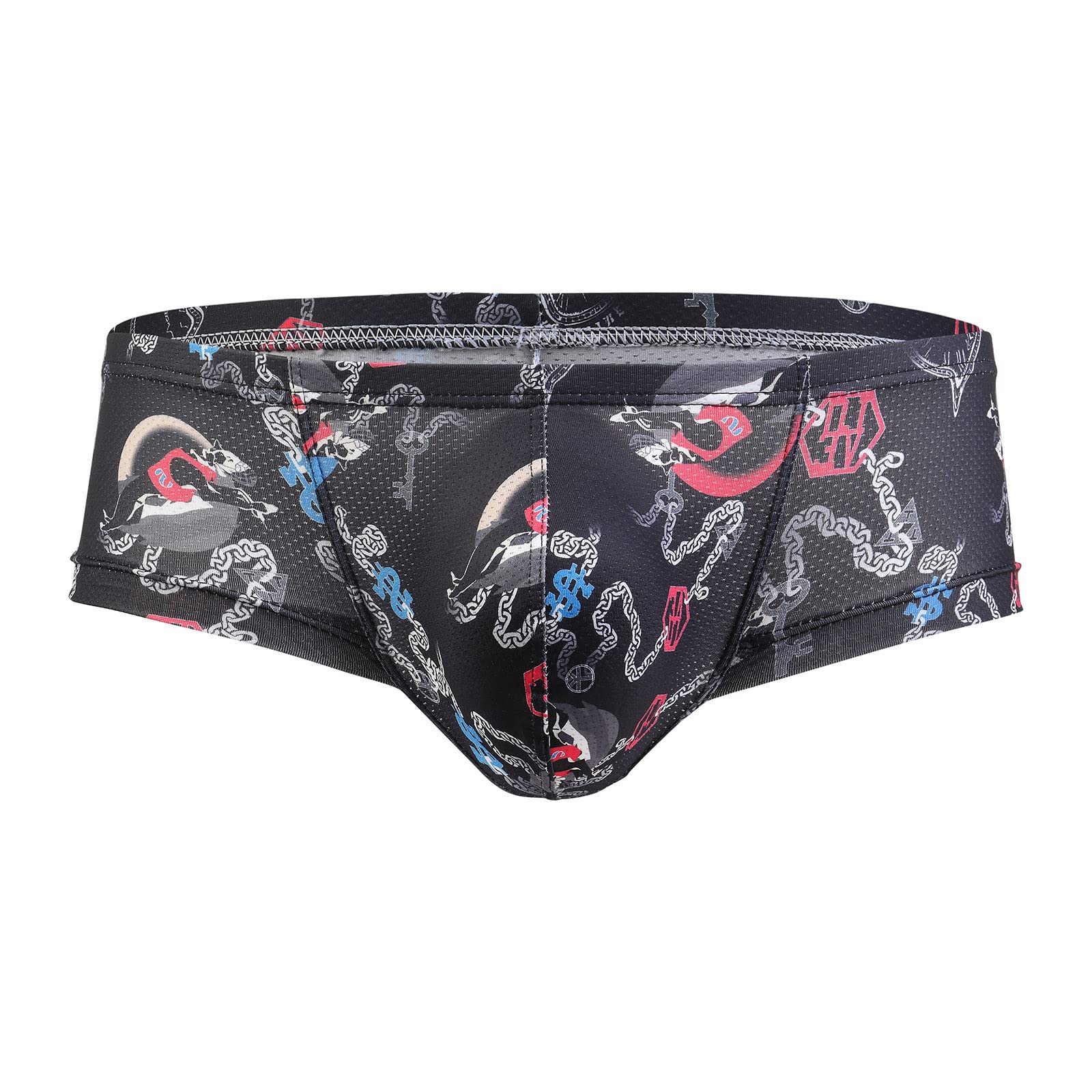 Gutori Men's Retro Low Waist Mesh Breathable Wicking Small Triangle Printed Underwear - Sexy & Comfortable for Daily Wear, Gym, and Sleep