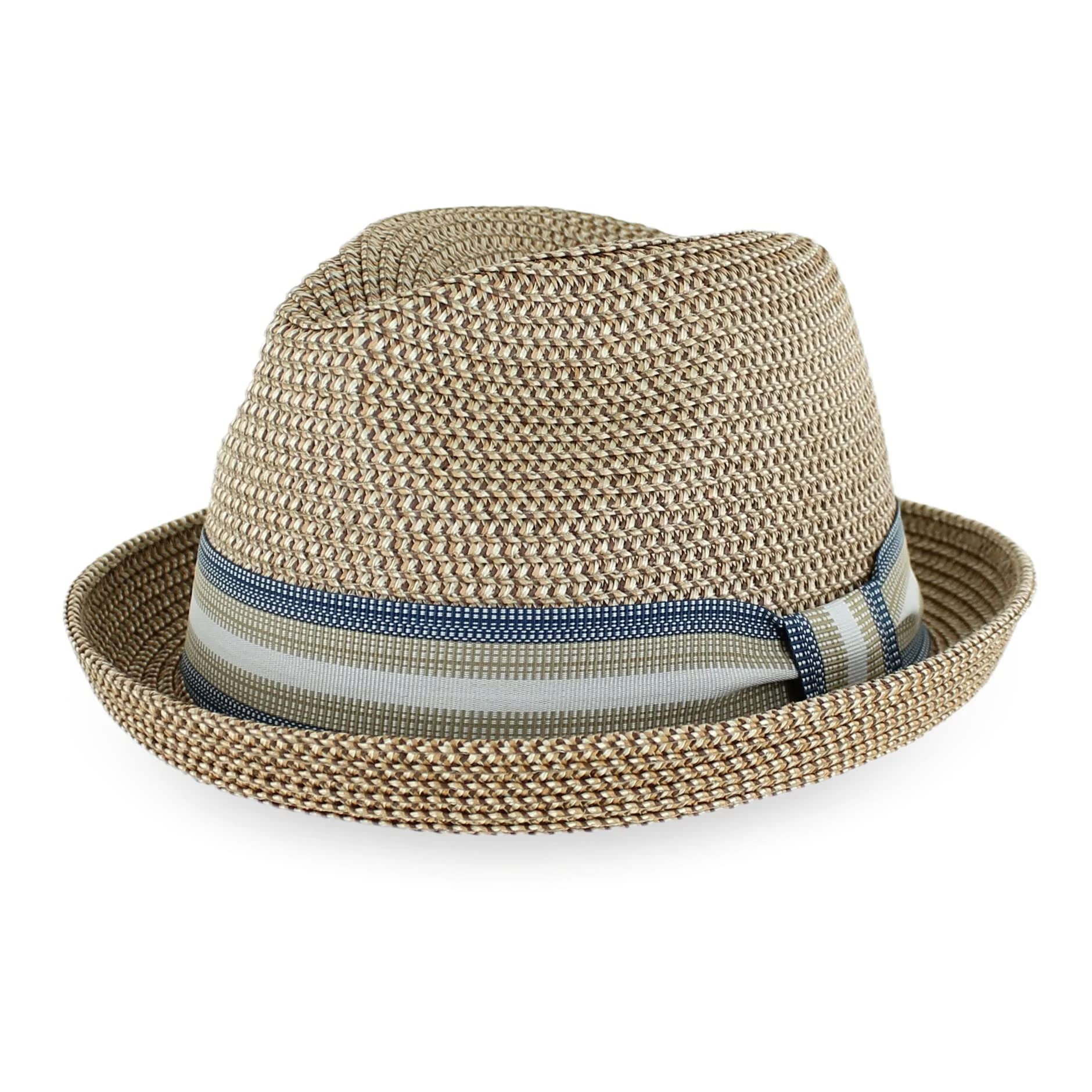 Stylish Belfry Men's & Women's Summer Straw Pork Pie Trilby Fedora Hat - Blue, Tan, Black | Perfect for Beach, Outdoor Events & Fashion Accessories