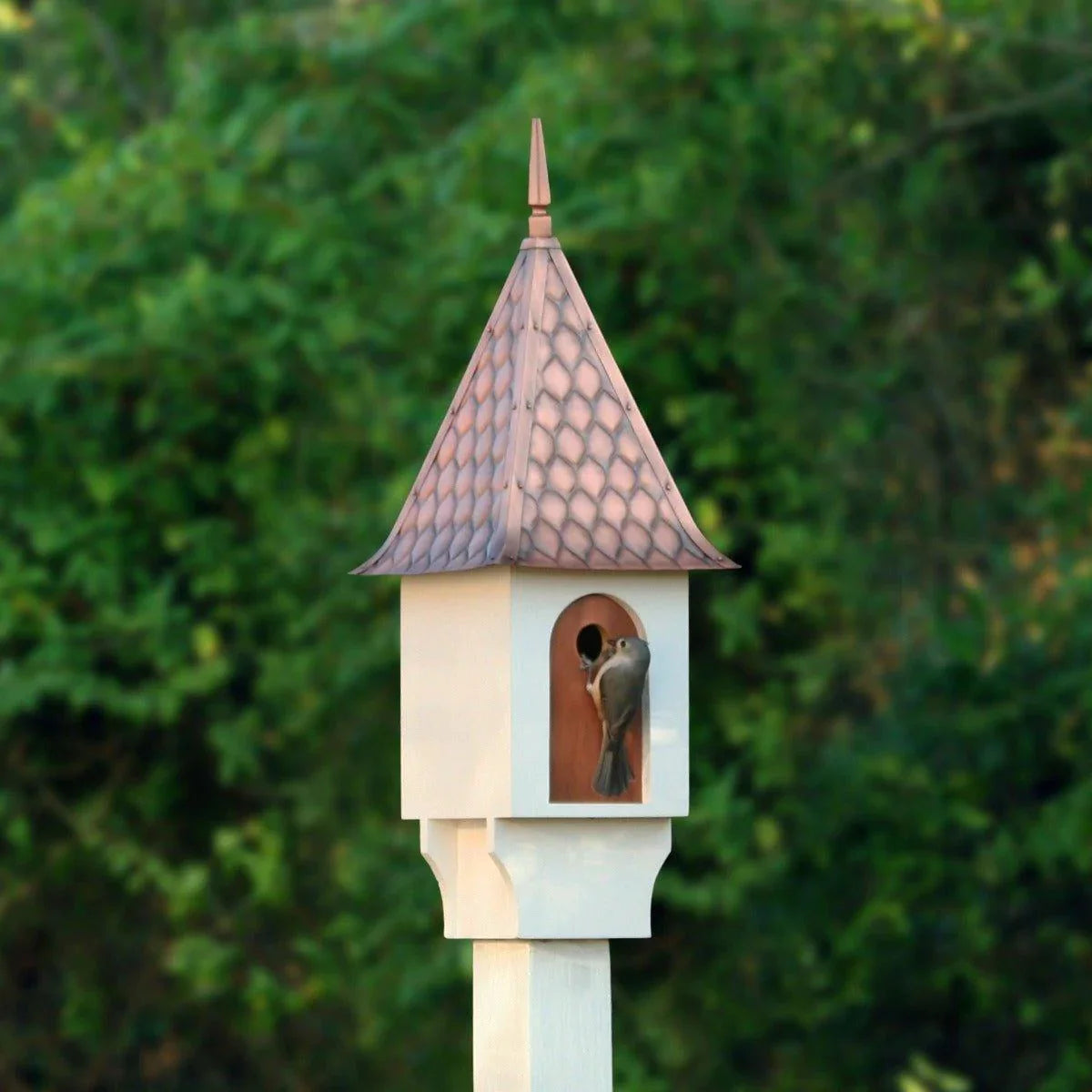 Premium Chateau Bird House with Pure Copper Roof - Elegant Outdoor Garden Decoration for Birds & Wildlife Habitat