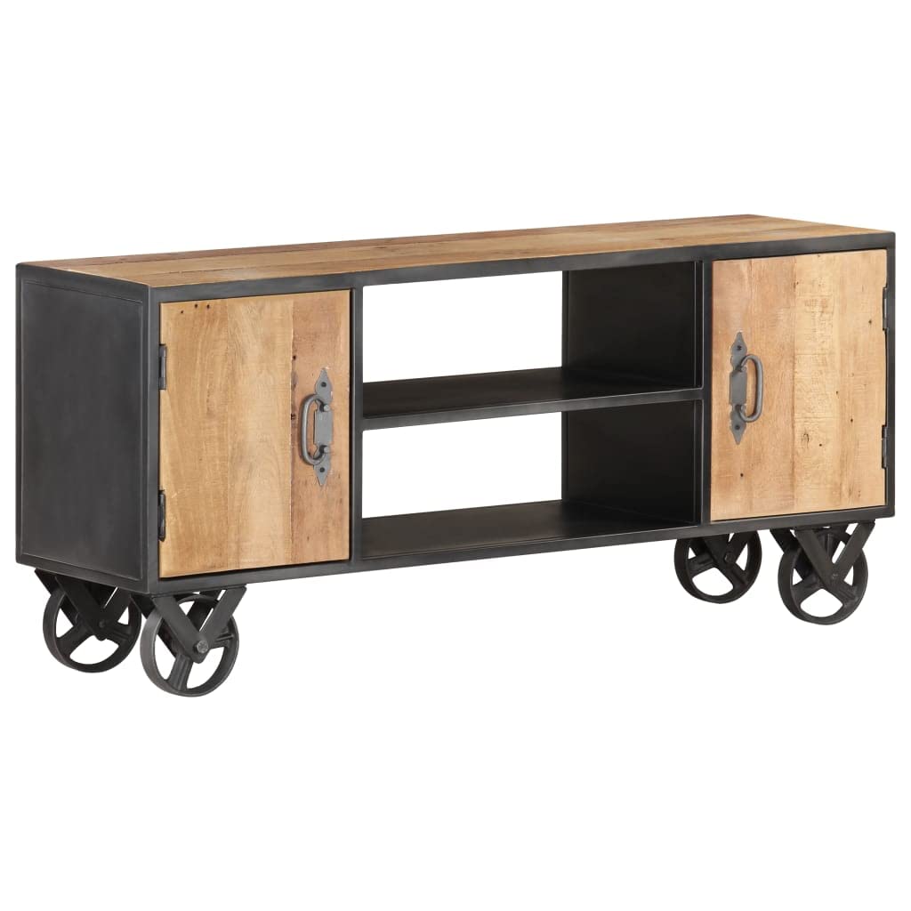 EBTOOLS TV Stand with Wheels - Solid Reclaimed Wood TV Cabinet, Modern Living Room TV Console Table with Storage, Sideboard Entertainment Center for Home, Hotel & Office Use - Perfect for Living Rooms, Bedrooms and Commercial Spaces