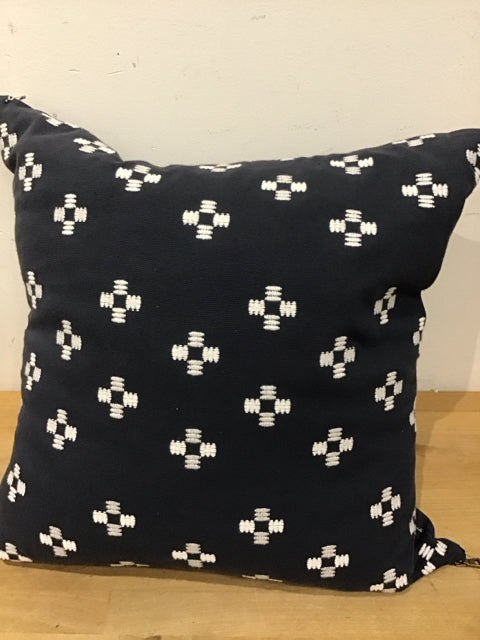 Navy Blue & White Stitched Pattern Decorative Throw Pillow - Perfect for Sofa, Bed & Home Decor