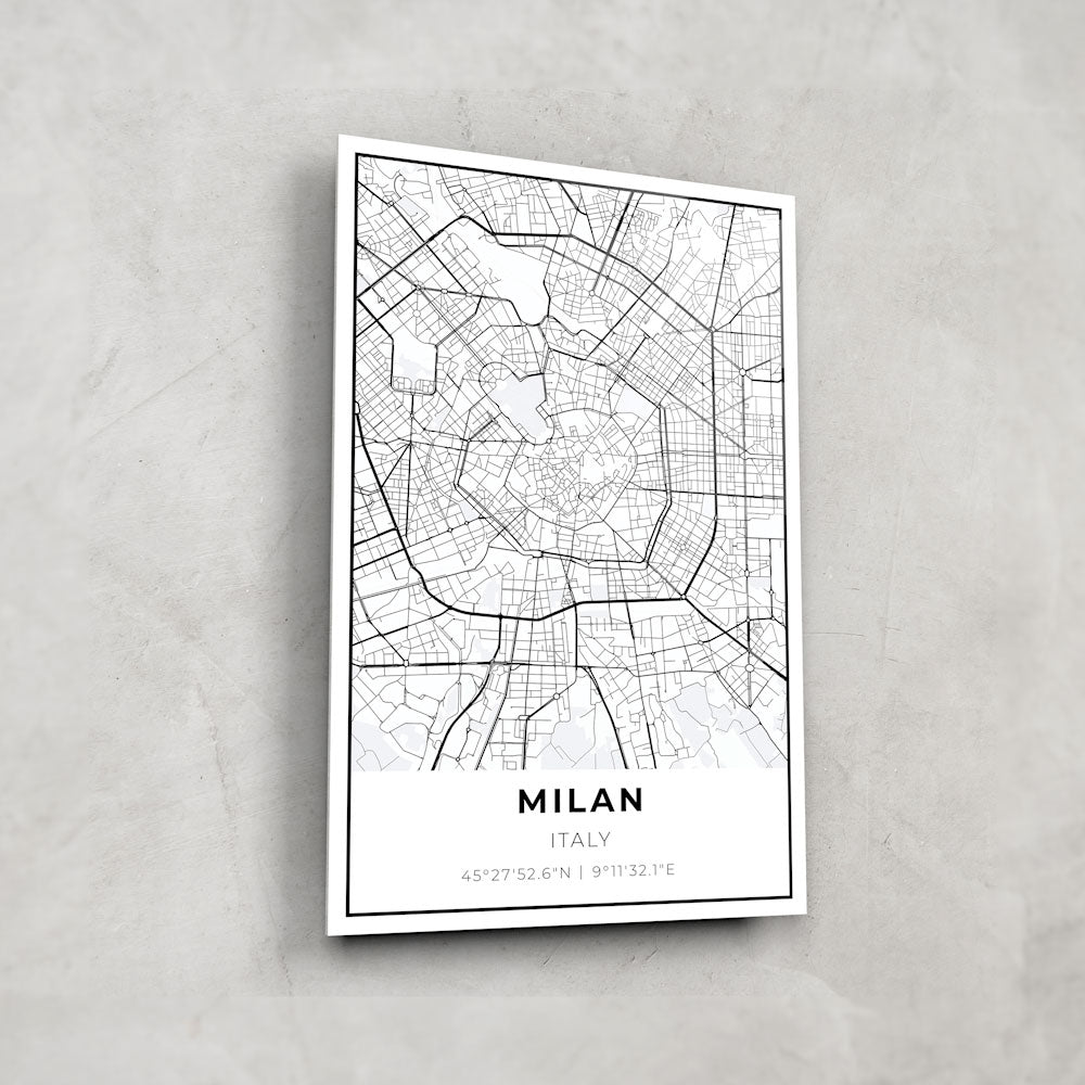 Stunning Milan Map Glass Wall Art - Elegant Home & Office Decor for Italy Lovers - Perfect for Living Room, Bedroom, or Gift