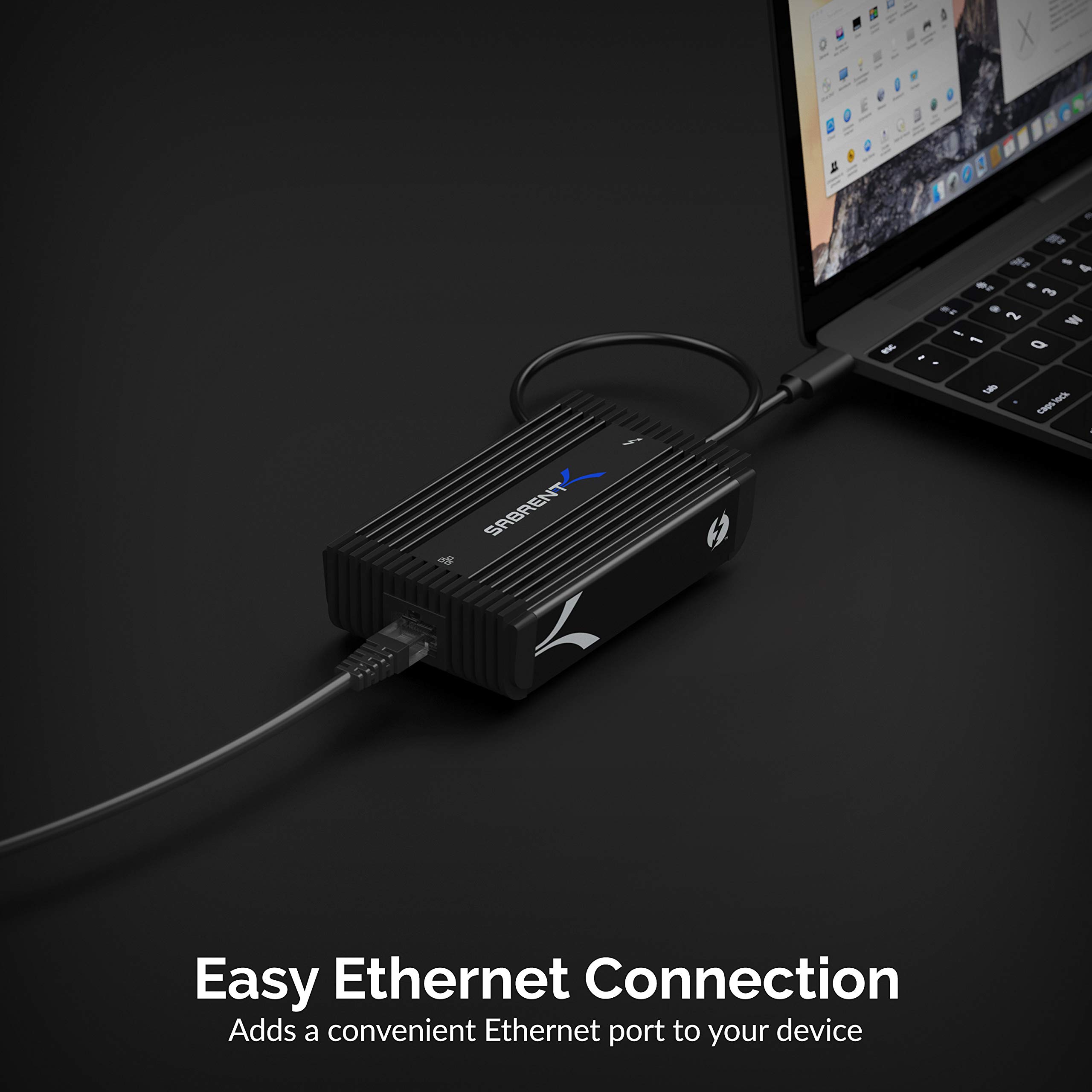 Sabrent Thunderbolt 3 to 10G Ethernet Adapter (TH-3WEA) - High-Speed Wired Network Connection for MacBook Pro, iMac & Windows Laptops - Perfect for Gaming, Video Editing & Large File Transfers