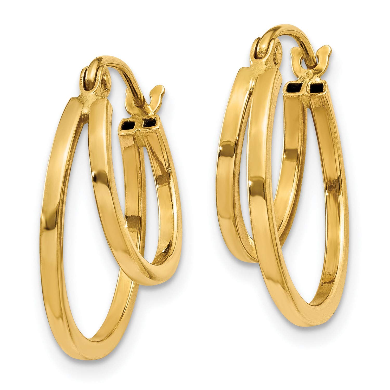 14k Yellow Gold Double Hoop Earrings 17x17mm - Elegant Dainty Hoops for Women, Perfect for Everyday Wear, Parties & Gifts