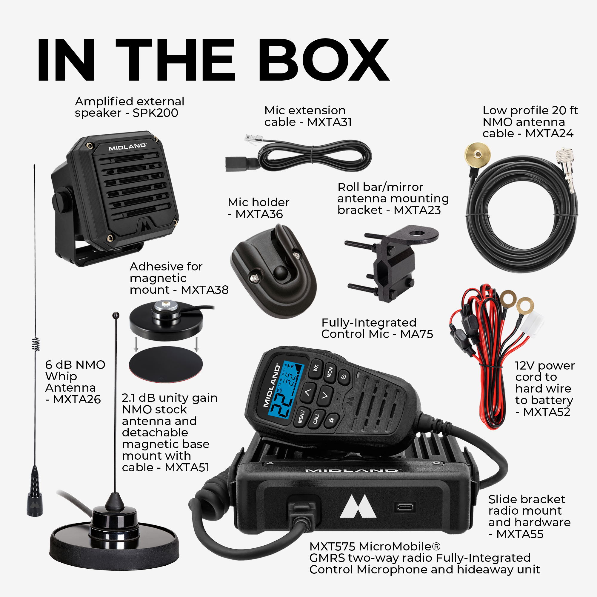 MicroMobile® GMRS 50 Watt Two-Way Radio with Speaker Bundle - MXT575SPVP - Ideal for Off-Roading, Camping & Emergency Communication