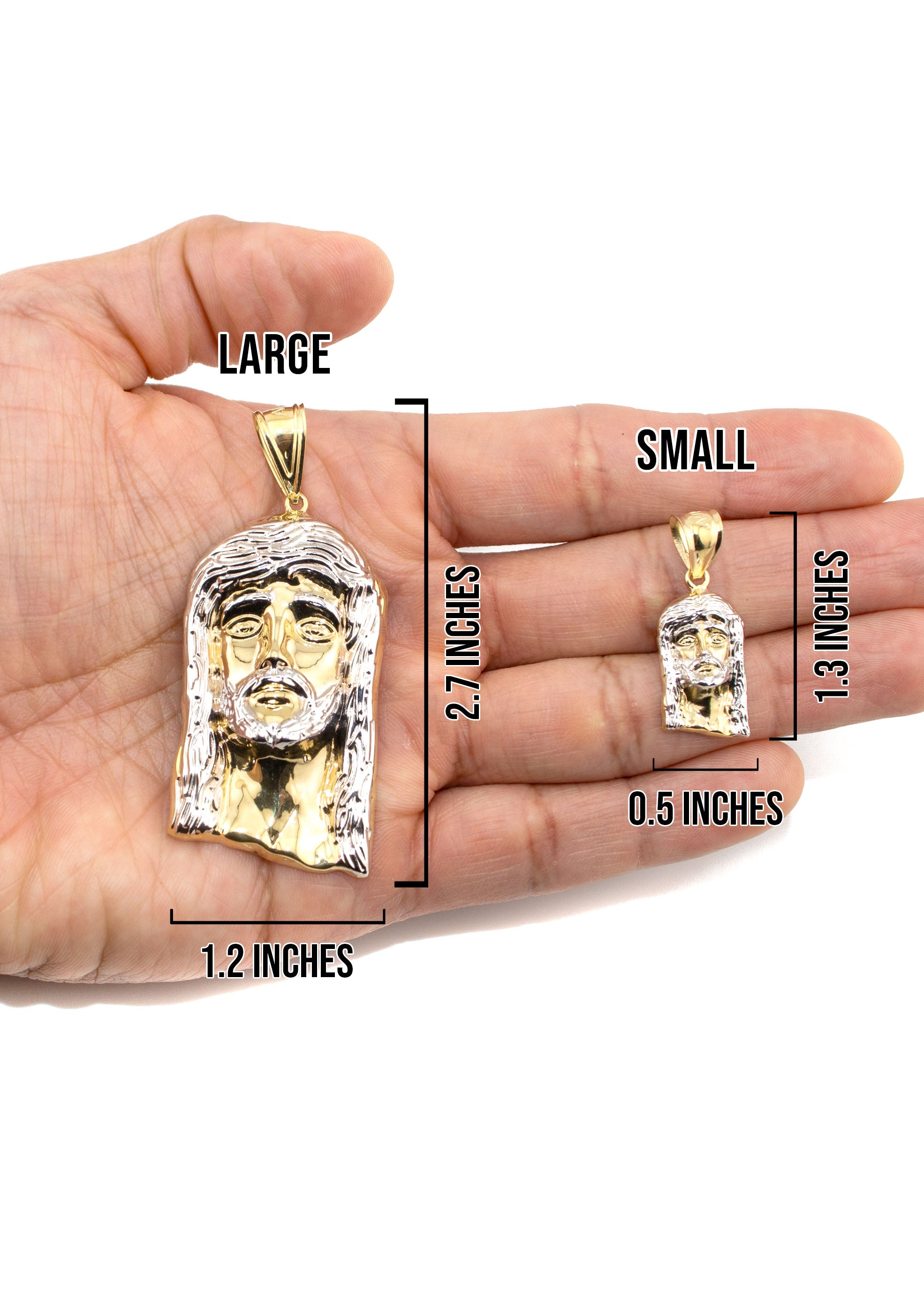 10K Yellow Gold Jesus Head Necklace for Men & Women - Small 5g & Large 18g Pendant - Religious Jewelry Gift for Baptism, Confirmation, Christmas & Daily Wear