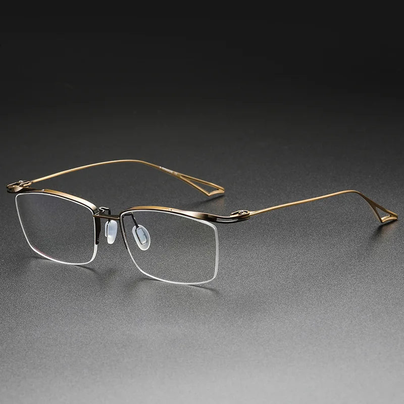 Aimee Unisex Semi-Rimless Square Browline Titanium Eyeglasses Frame 3817 - Lightweight & Durable Glasses for Work, Reading, and Fashion Accessories