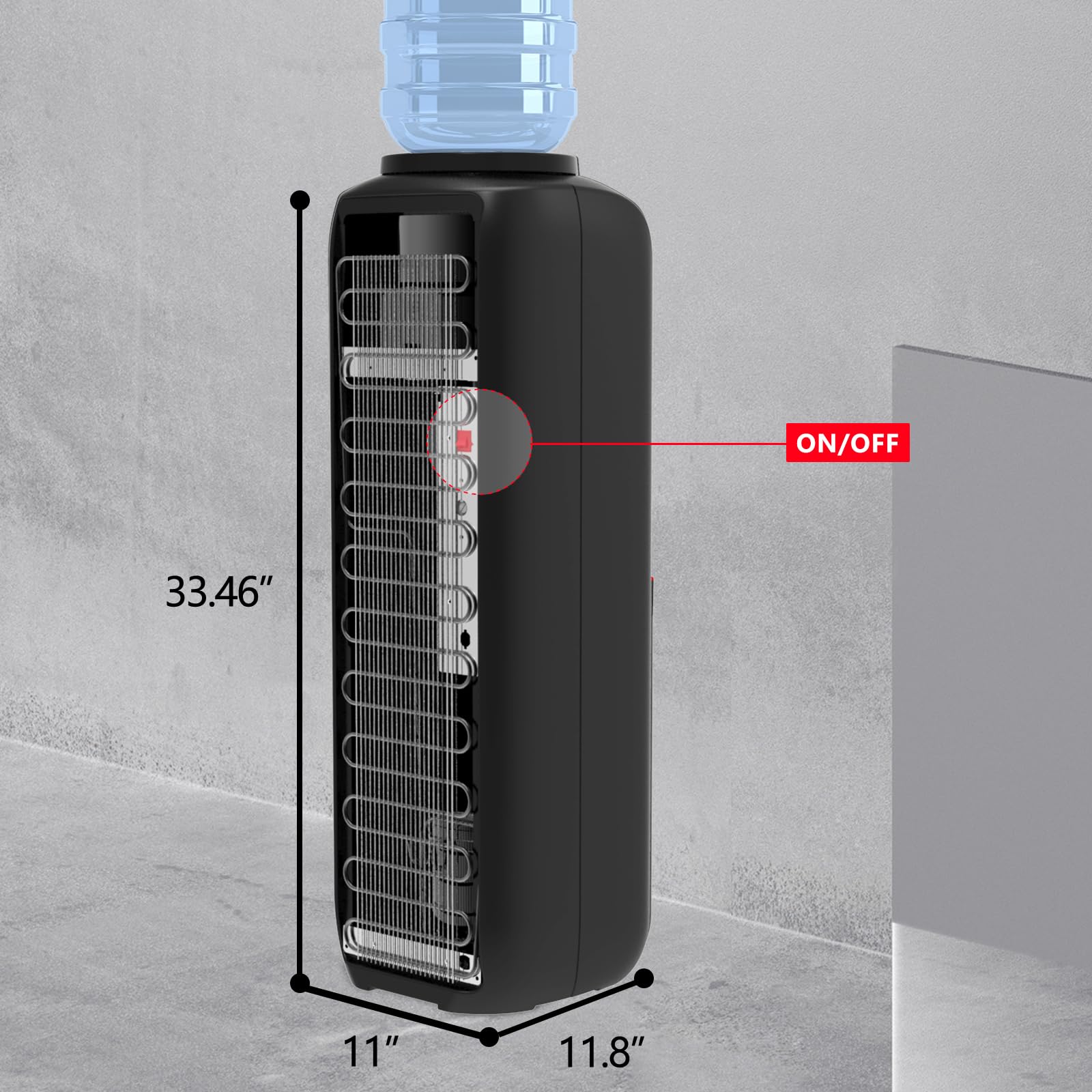 IKT Top Loading Water Cooler Dispenser with Compressor Cooling - Hot & Cold Water Dispenser with Child Safety Lock, Energy Saving, ETL Certified (Black) - Perfect for Home, Office, and Kitchen Use