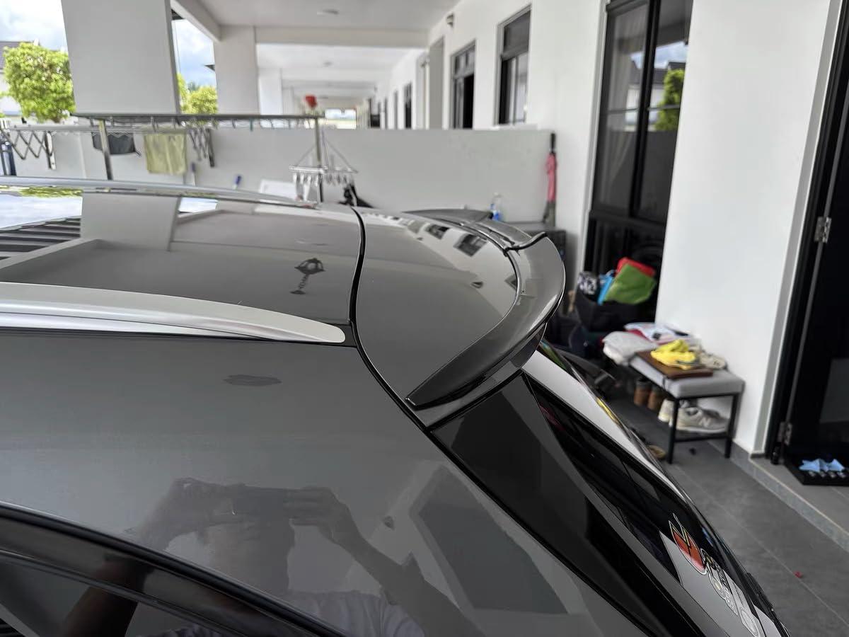 Universal Carbon Fiber Car Trunk Spoiler Roof Lip Kit - 3-Piece No Drill Tail Wing for Car Modification - Large Top Wing (Glossy Black) | Enhances Aerodynamics & Sporty Style for Sedans, Coupes & Hatchbacks