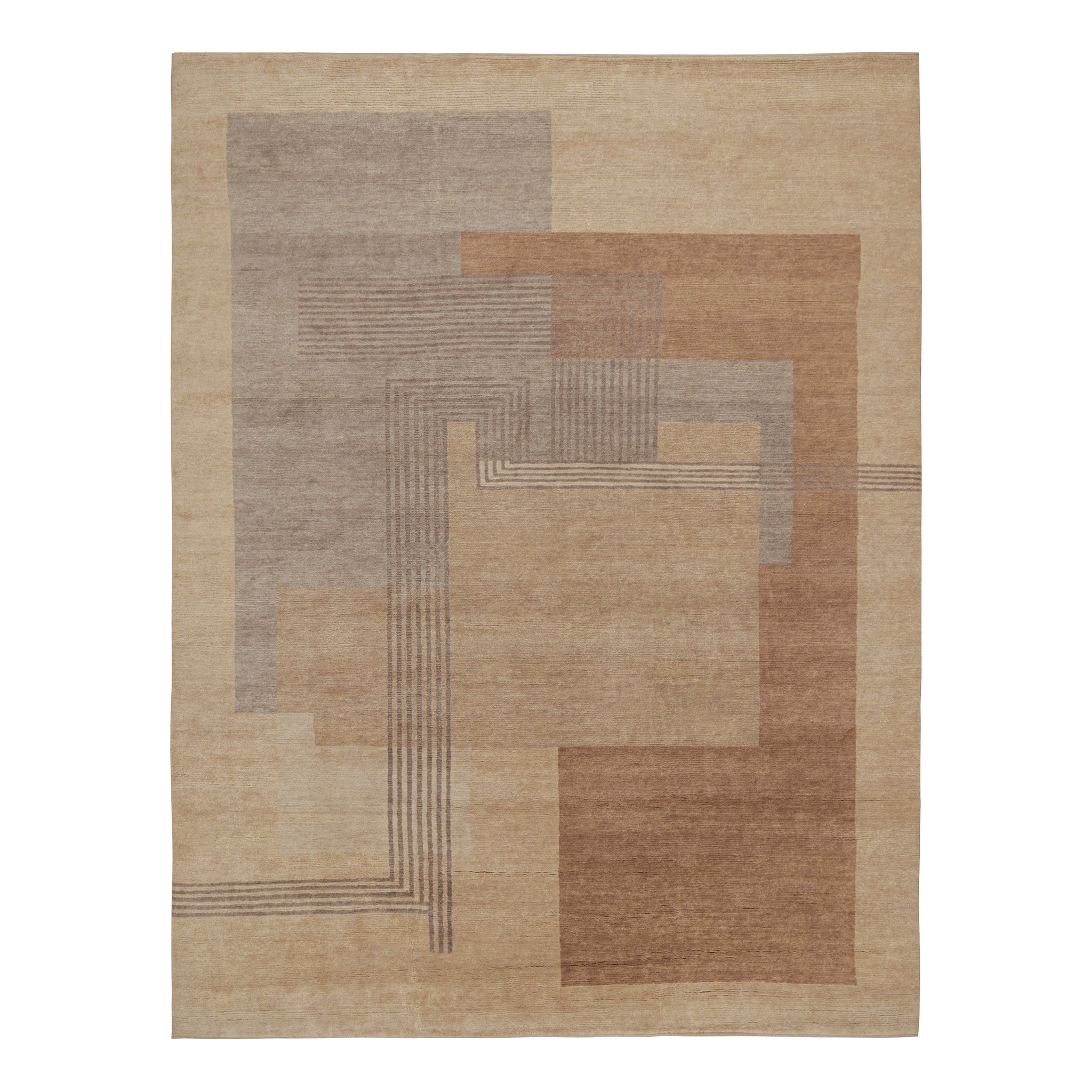 Modern Brown Wool Rug 9' x 11'8 - Soft & Durable Area Rug for Living Room, Bedroom or Office Decor