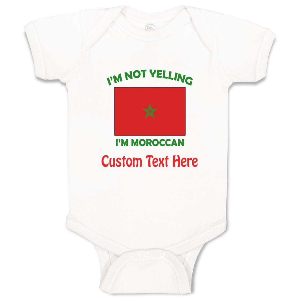 Custom Personalized Baby Bodysuit - Funny 'I'm Not Yelling I Am Moroccan' Cotton Onesie for Boys & Girls | Newborn Infant Clothing Gift | Perfect for Moroccan Heritage Celebrations & Cute Photo Shoots