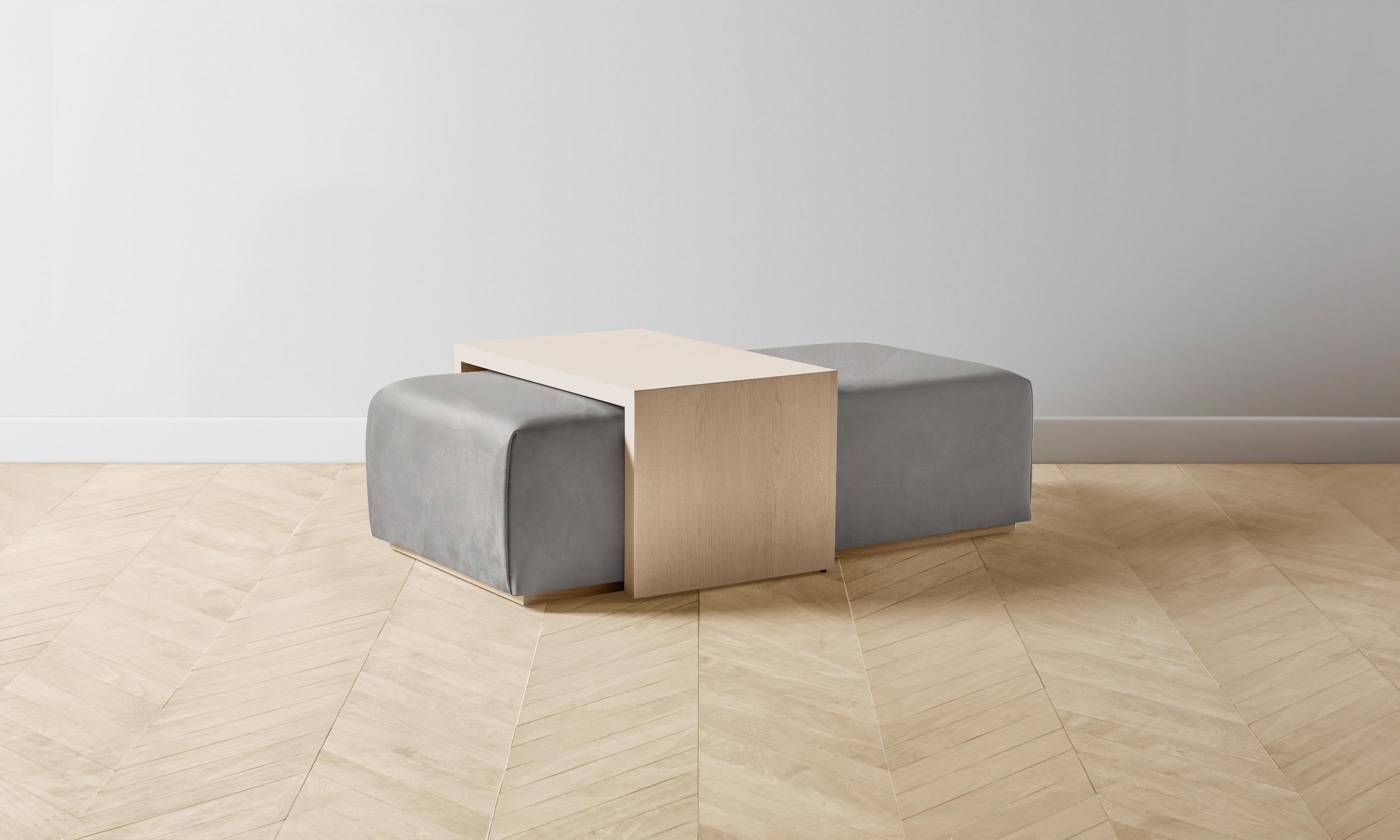The Bowery Ottoman - Premium Nubuck Leather Footstool in Asphalt Gray | Perfect for Living Room, Bedroom & Home Office Decor