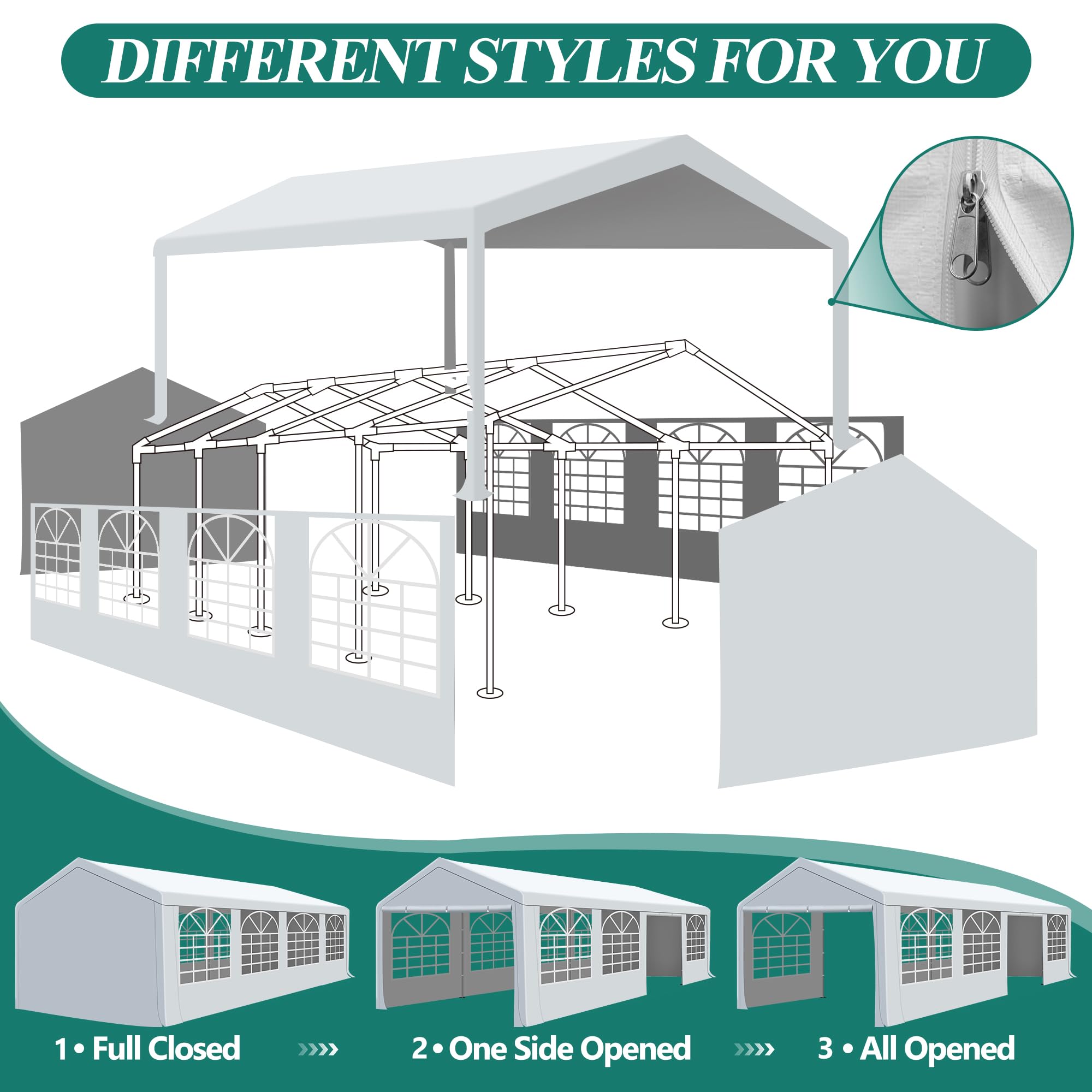 10' x 30' Heavy Duty Canopy Tent - Waterproof Outdoor Party Shelter with 4 Sand Bags for Weddings, Birthday Parties, Picnics & Backyard Events | Perfect for Outdoor Gatherings, Festivals & Market Stalls