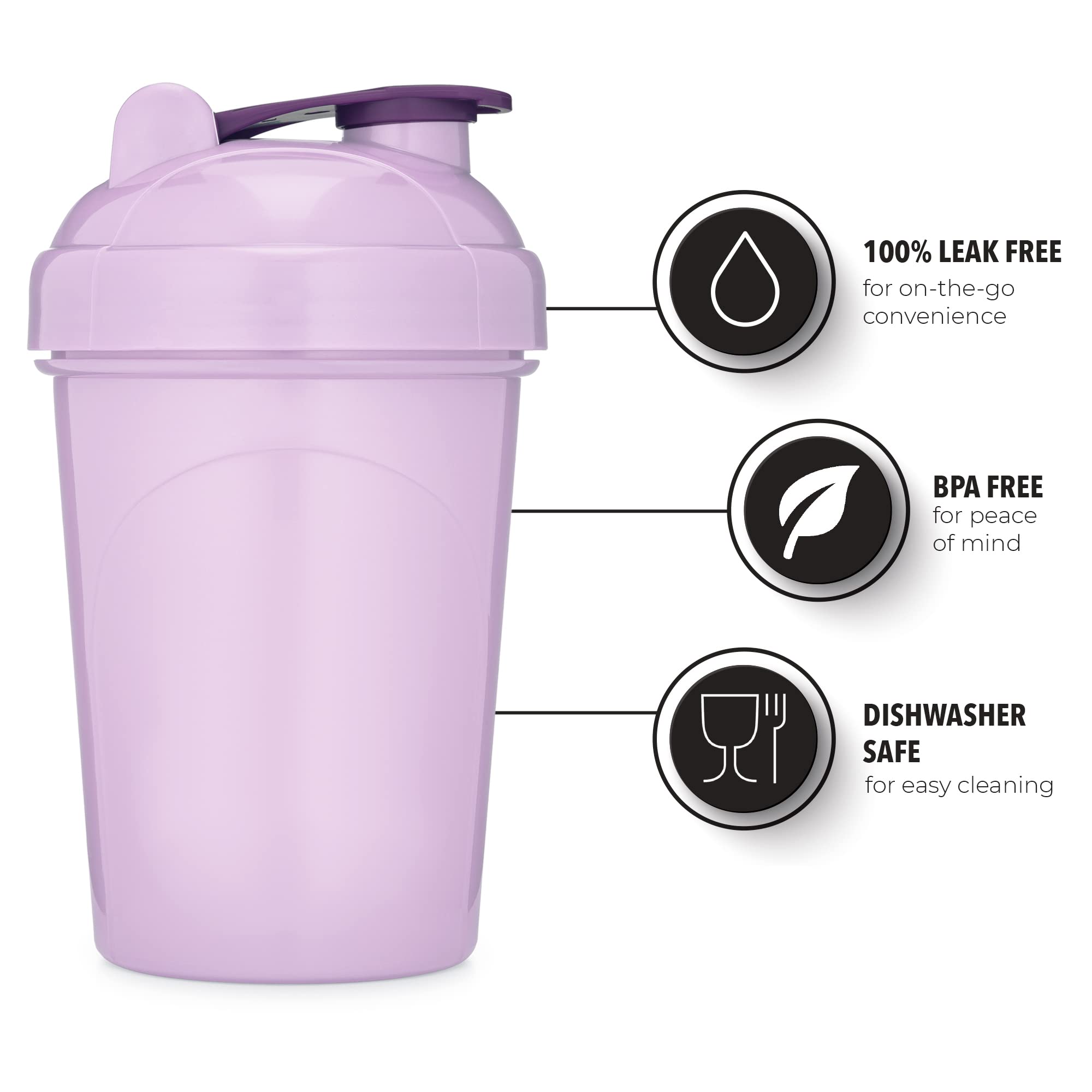 GOMOYO 4-Pack 20oz Protein Shaker Bottles with Whisk Blender - BPA Free, Dishwasher Safe - Perfect for Gym, Workout, and Meal Replacement Drinks