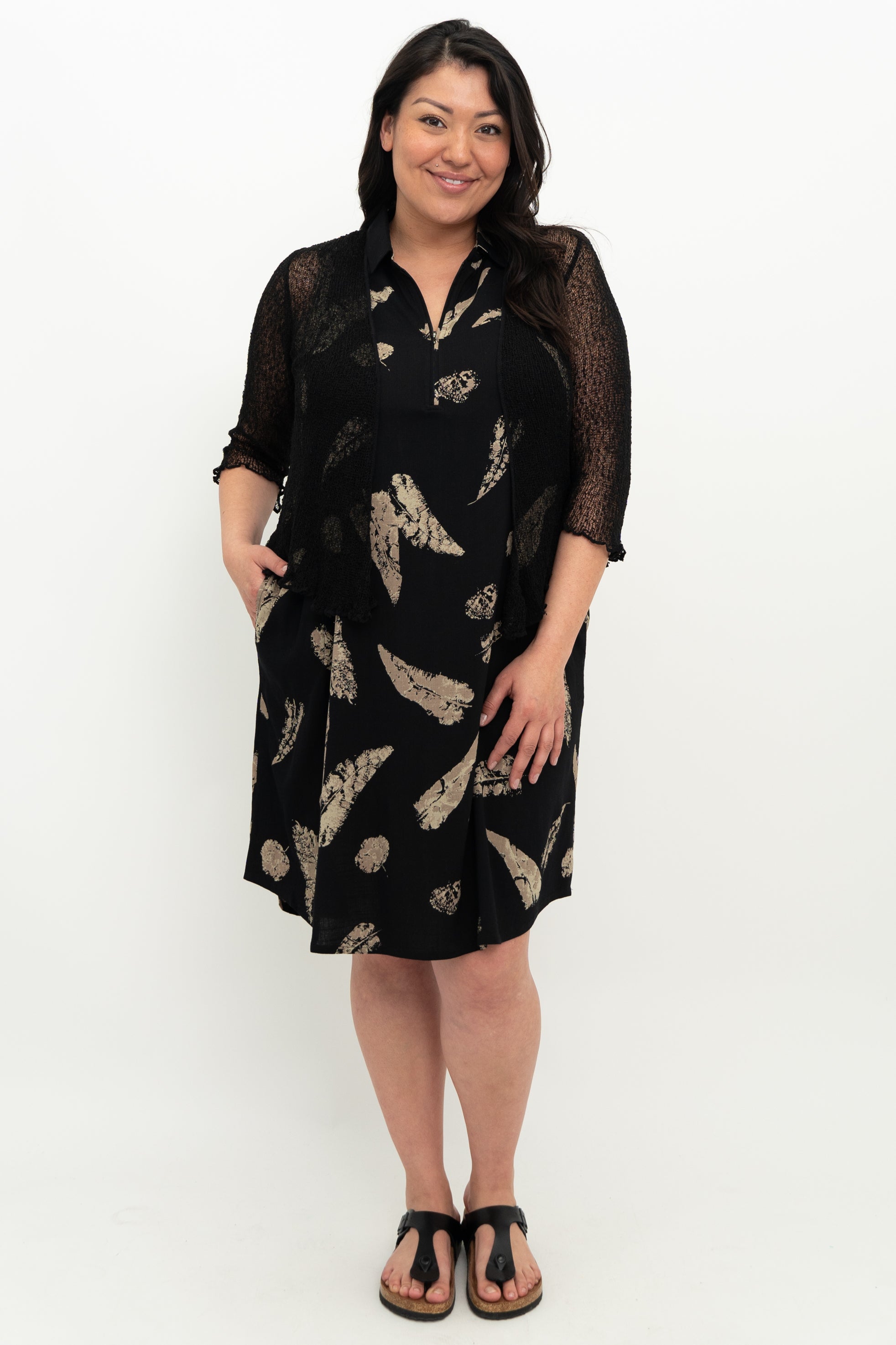 Breathable Linen Bamboo Hula Dress in Shadow Leaf - Perfect for Summer Beach Parties and Boho Fashion