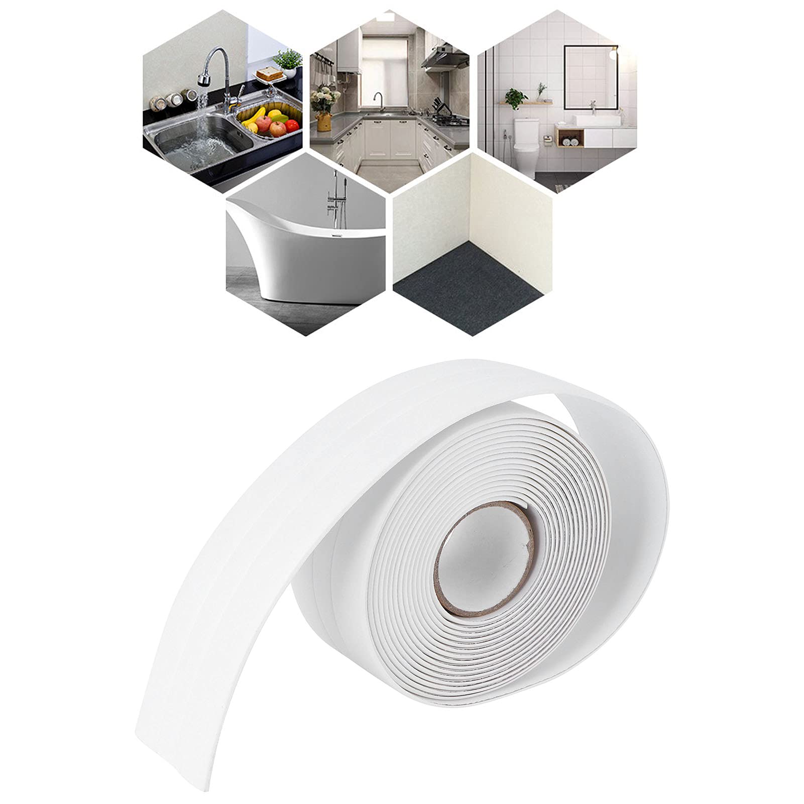 Self-Adhesive PVC Acrylic Sink Sealing Tape - Waterproof Caulking Strip for Bathroom, Toilet & Kitchen Corners - Easy Peel & Stick Seam Sticker for Wall Gaps & Crack Protection (Perfect for Shower, Sink & Countertop Sealing)