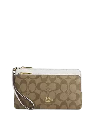 Coach Double Zip Wallet in Signature Canvas - Stylish & Durable Leather Wallet for Women - Perfect for Everyday Use, Travel & Gifting