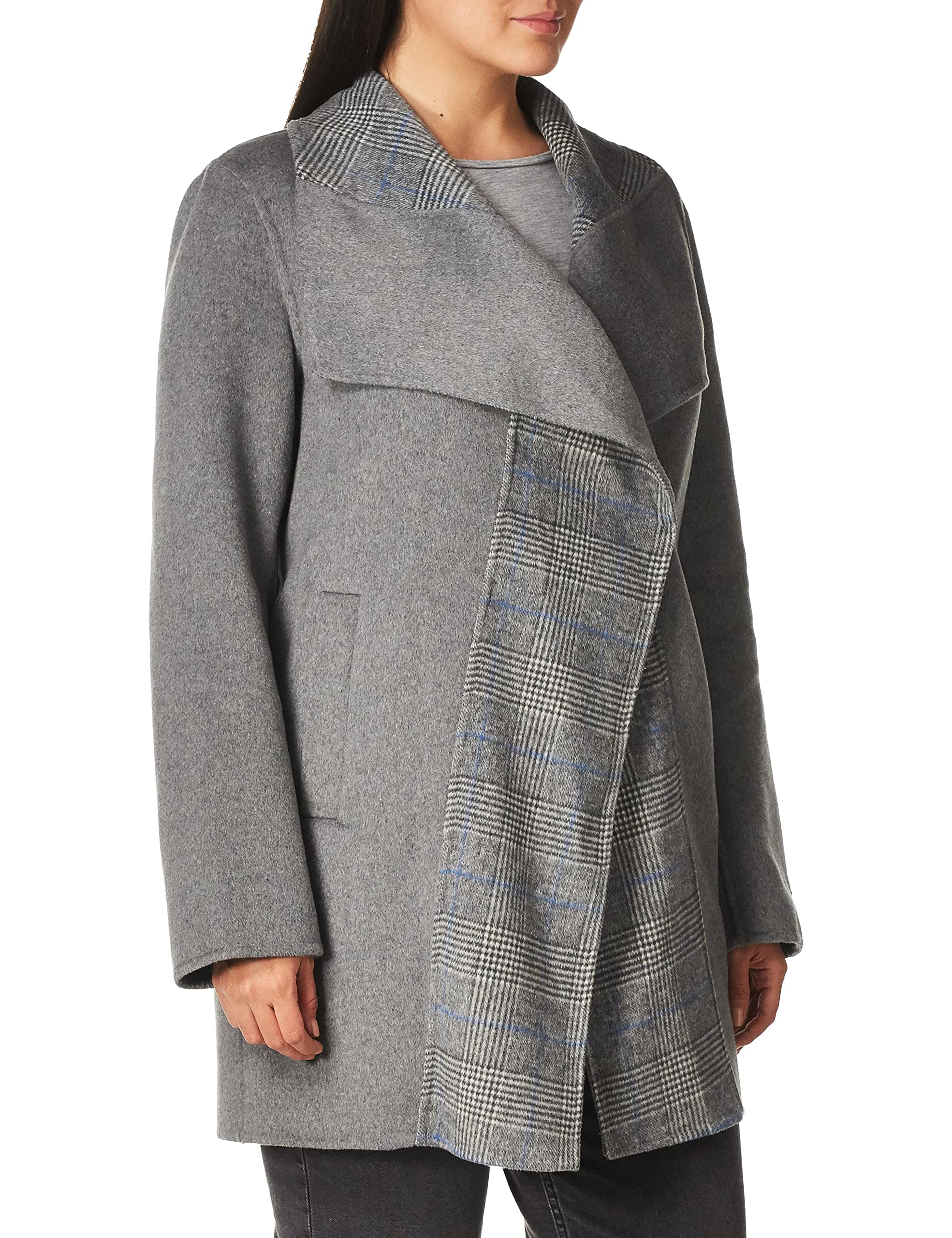 Tahari Women's Nikki Two-Tone Double-Faced Wool Coat - Warm Winter Outerwear for Office, Travel & Formal Occasions