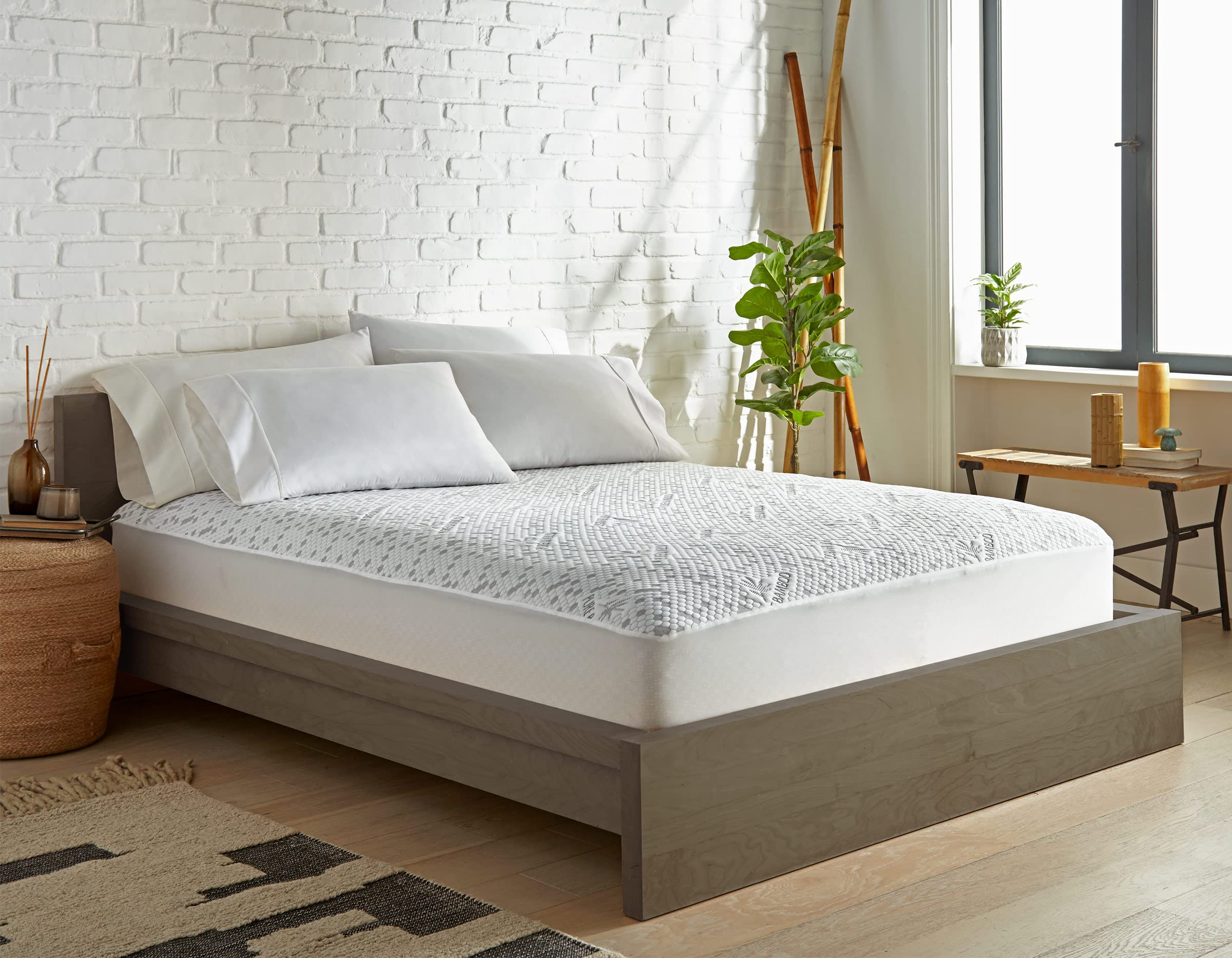 PURE BAMBOO California King Mattress Protector - Waterproof, Breathable Bamboo Charcoal Fiber Cover | Protects Against Moisture, Spills & Stains | Ideal for Allergy Sufferers & Hot Sleepers (California King Size)