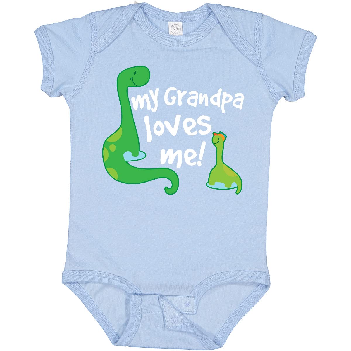 Inktastic My Grandpa Loves Me Dinosaur Baby Bodysuit - Cute Dinosaur Print Onesie for Infants & Toddlers - Perfect for Family Photos, Grandparents Day & Everyday Playtime